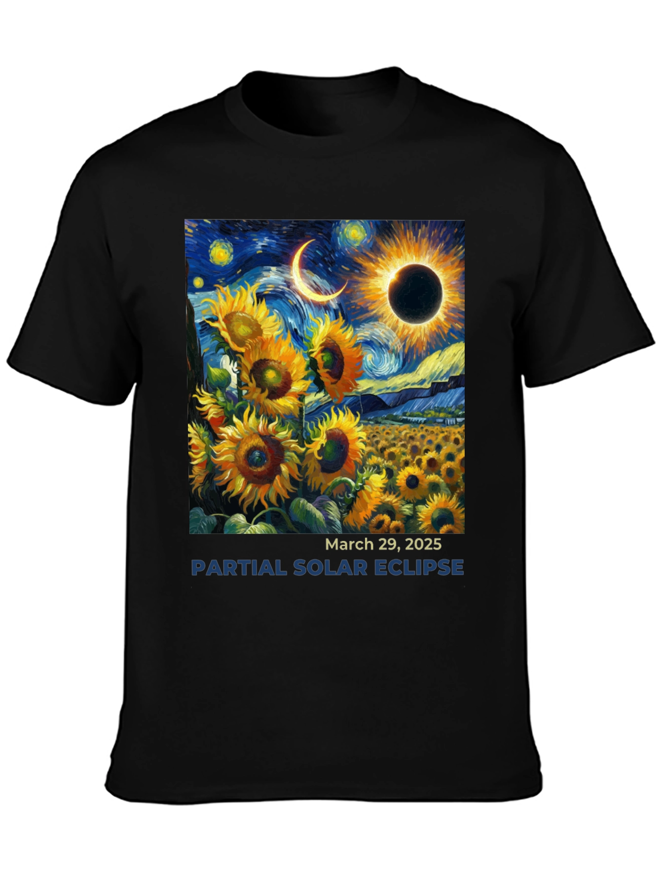 Solar Eclipse Sunflower Graphic Tee - March 2025