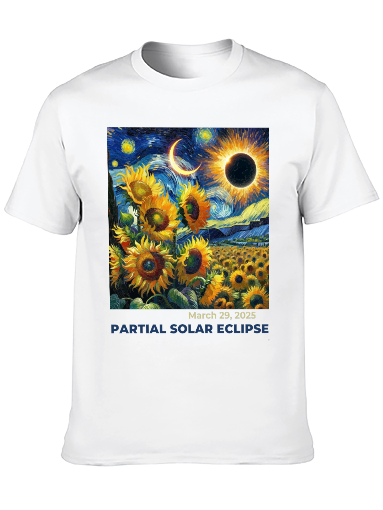 Solar Eclipse Sunflower Graphic Tee - March 2025