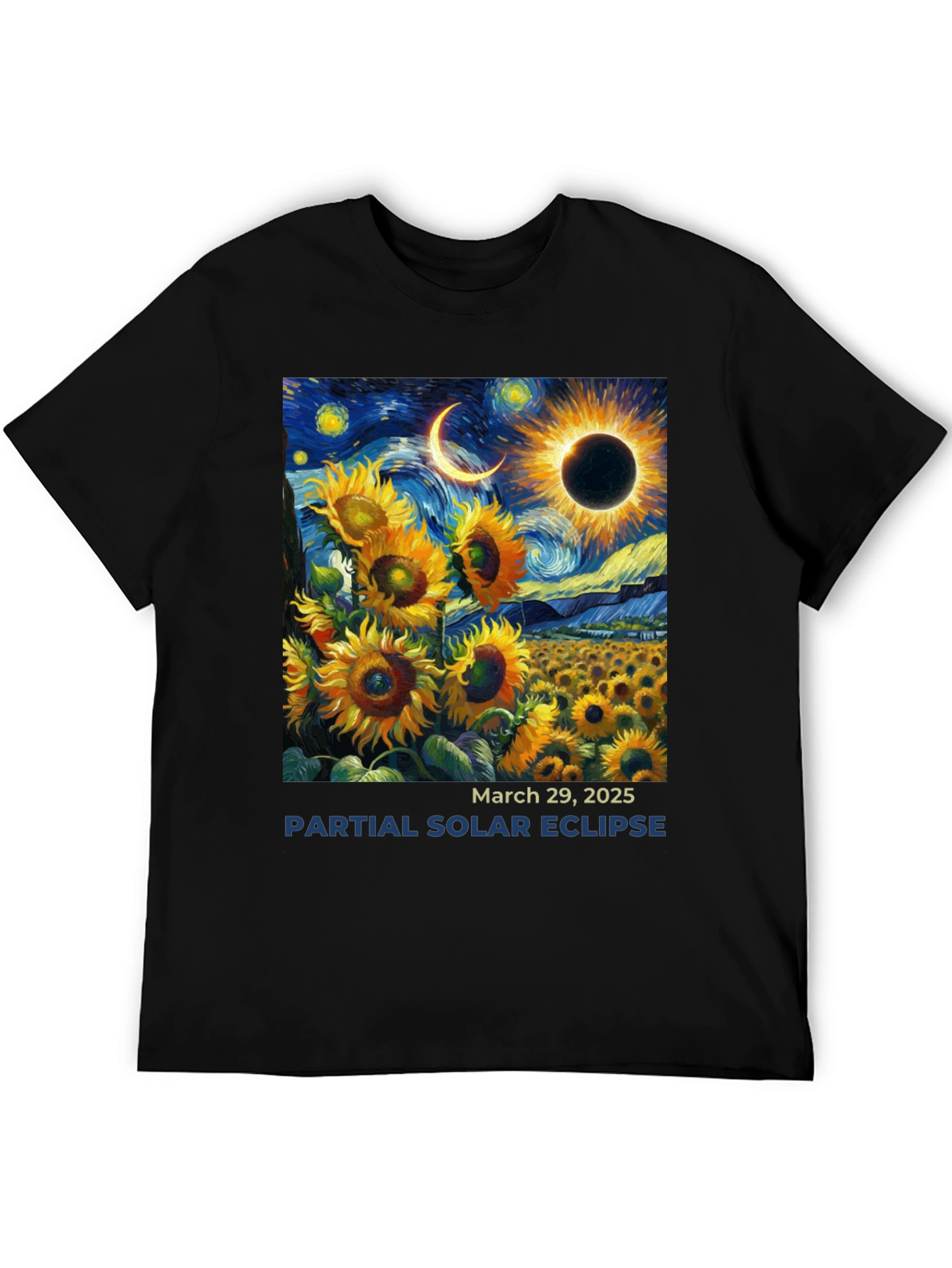 Solar Eclipse Sunflower Graphic Tee - March 2025