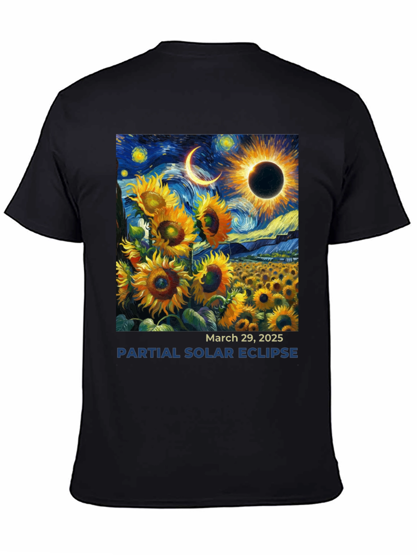 Solar Eclipse Sunflower Graphic Tee - March 2025