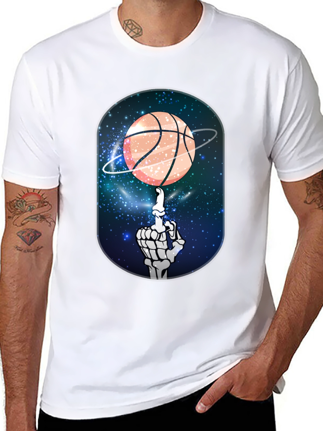 Basketball Galaxy Skeleton Graphic Tee
