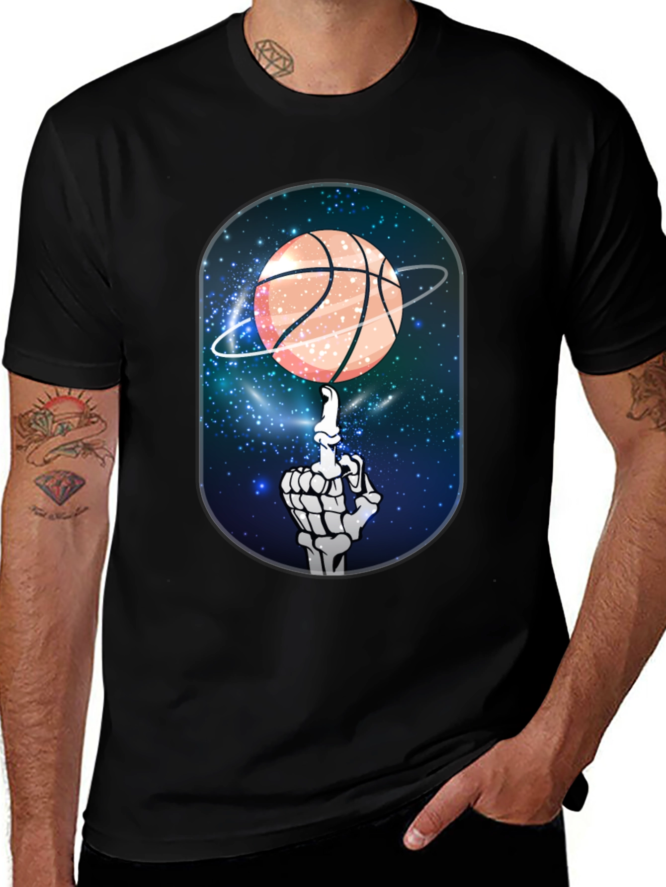 Basketball Galaxy Skeleton Graphic Tee