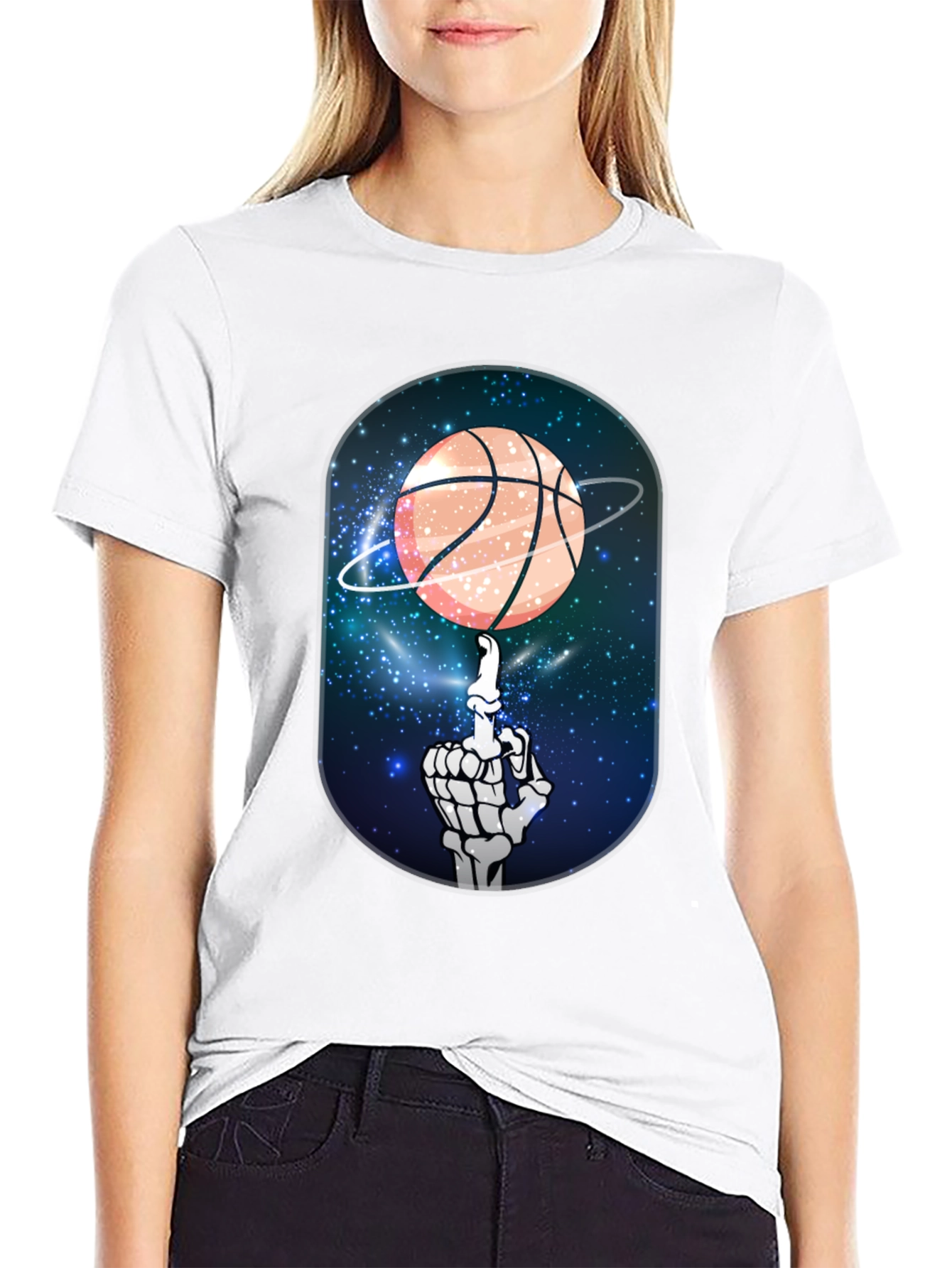 Basketball Galaxy Skeleton Graphic Tee