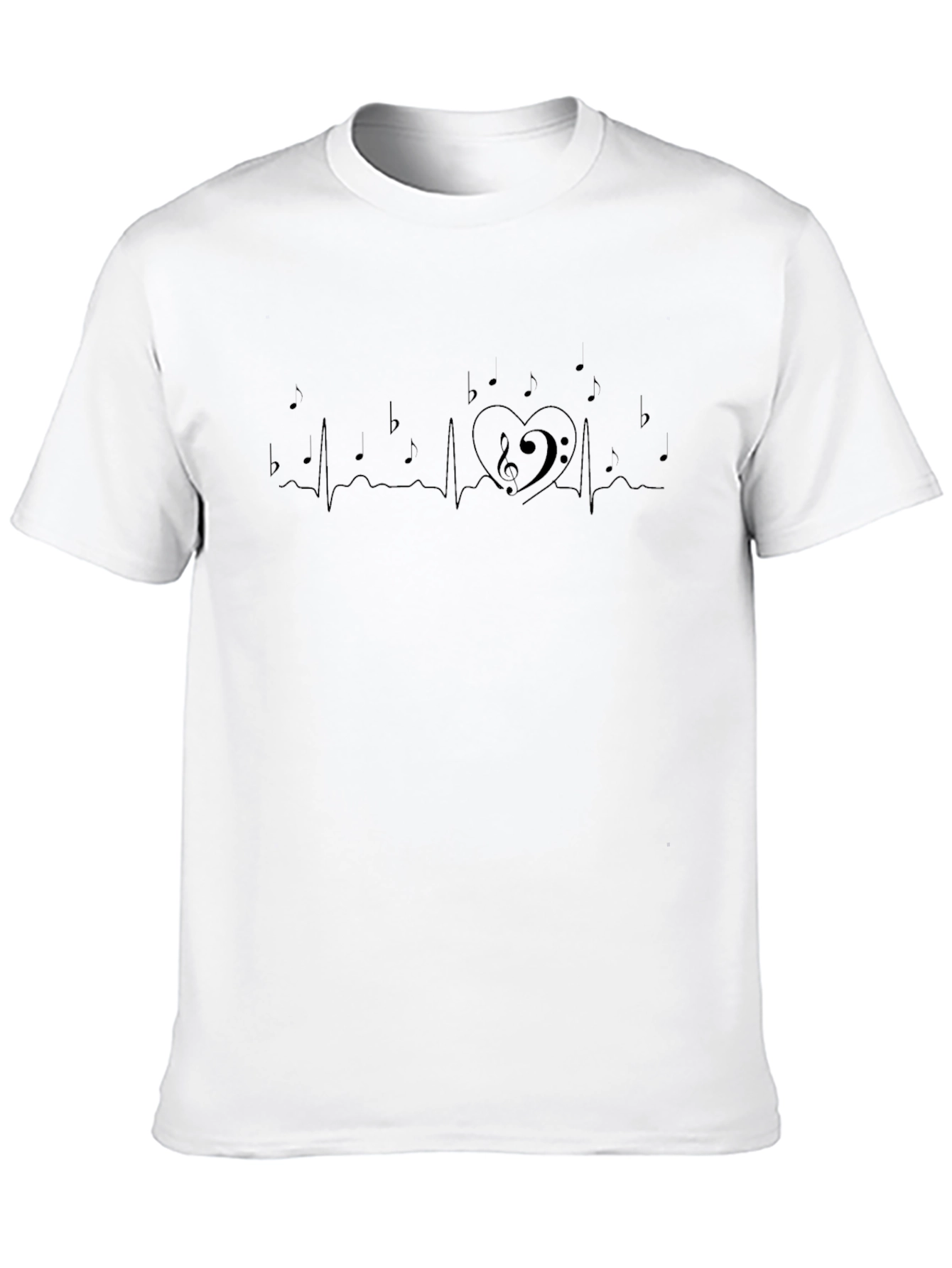 Musical Heartbeat T-Shirt - Black Music Lover Tee