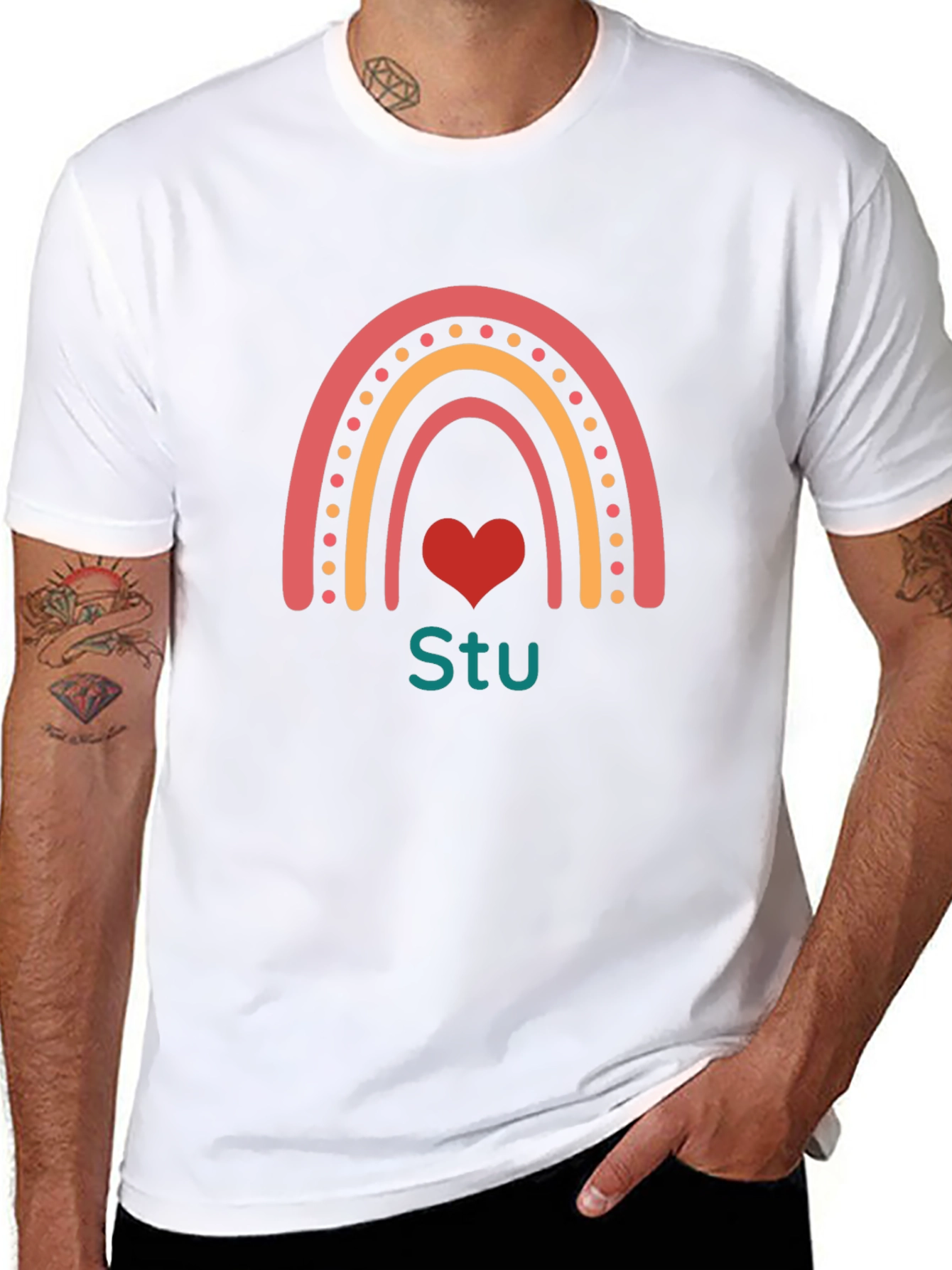 Rainbow Heart Stu T-Shirt - Black