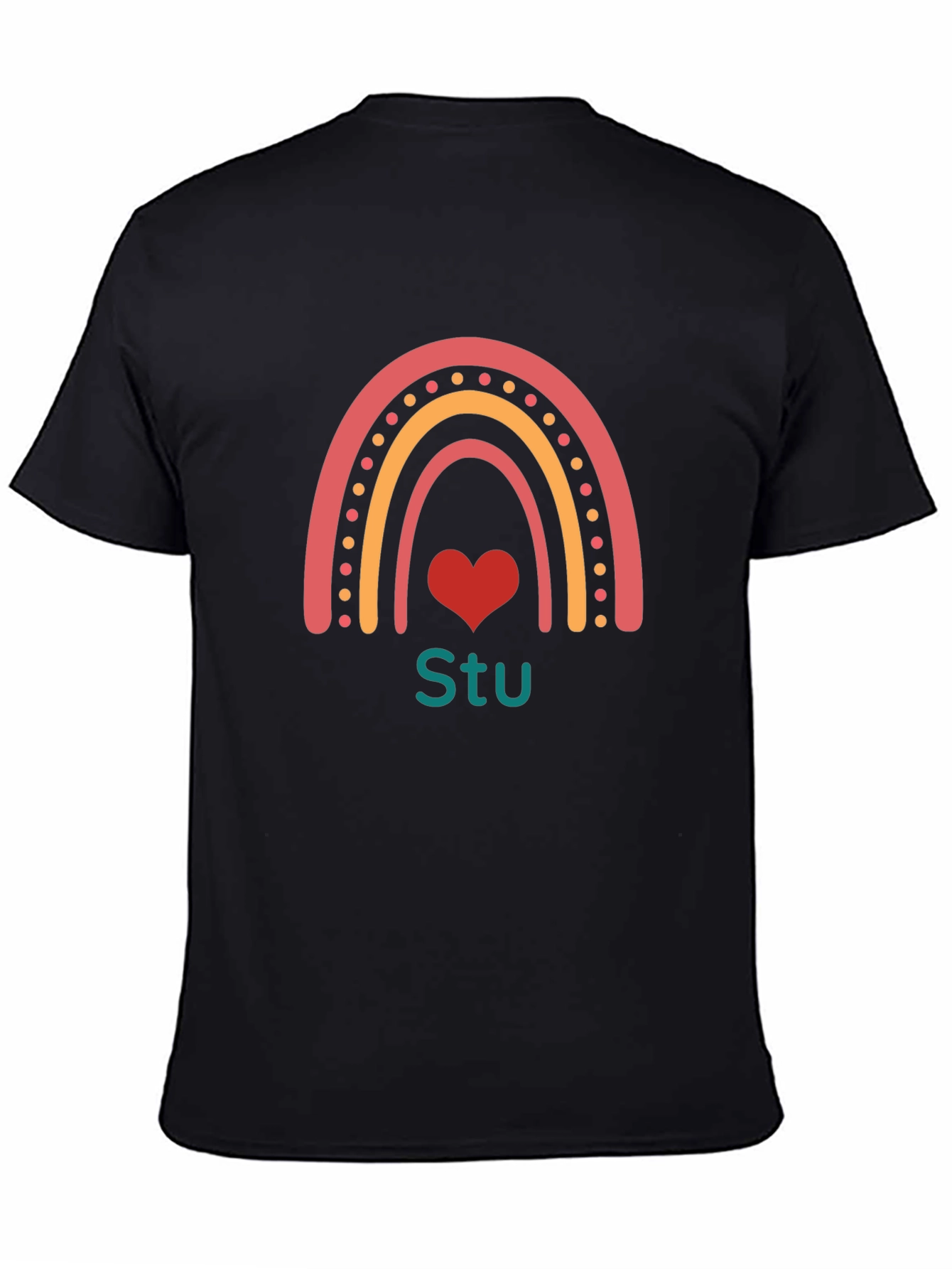 Rainbow Heart Stu T-Shirt - Black