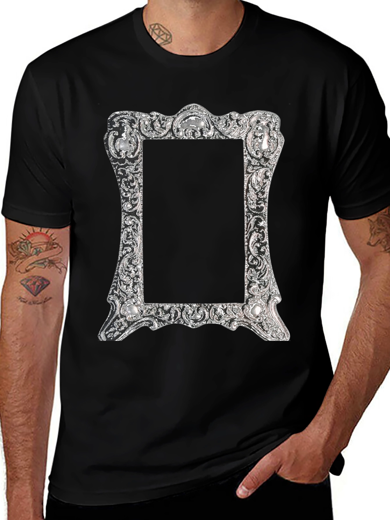 Ornate Silver Frame Graphic T-Shirt