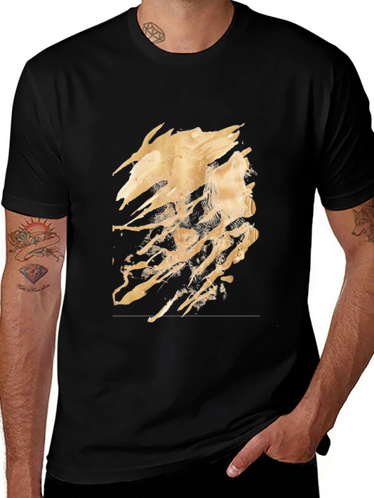 Abstract Gold Design Black T-Shirt