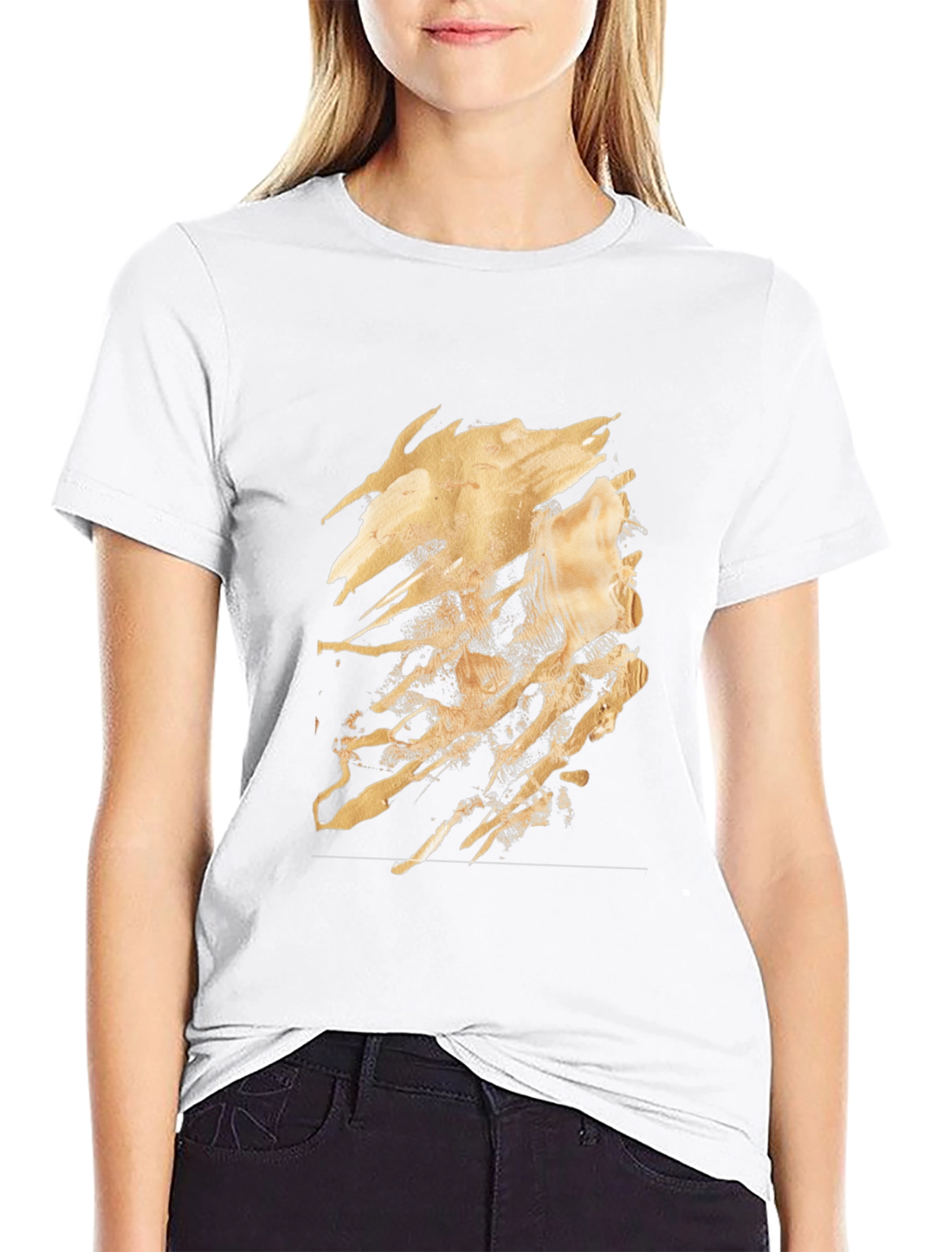 Abstract Gold Design Black T-Shirt