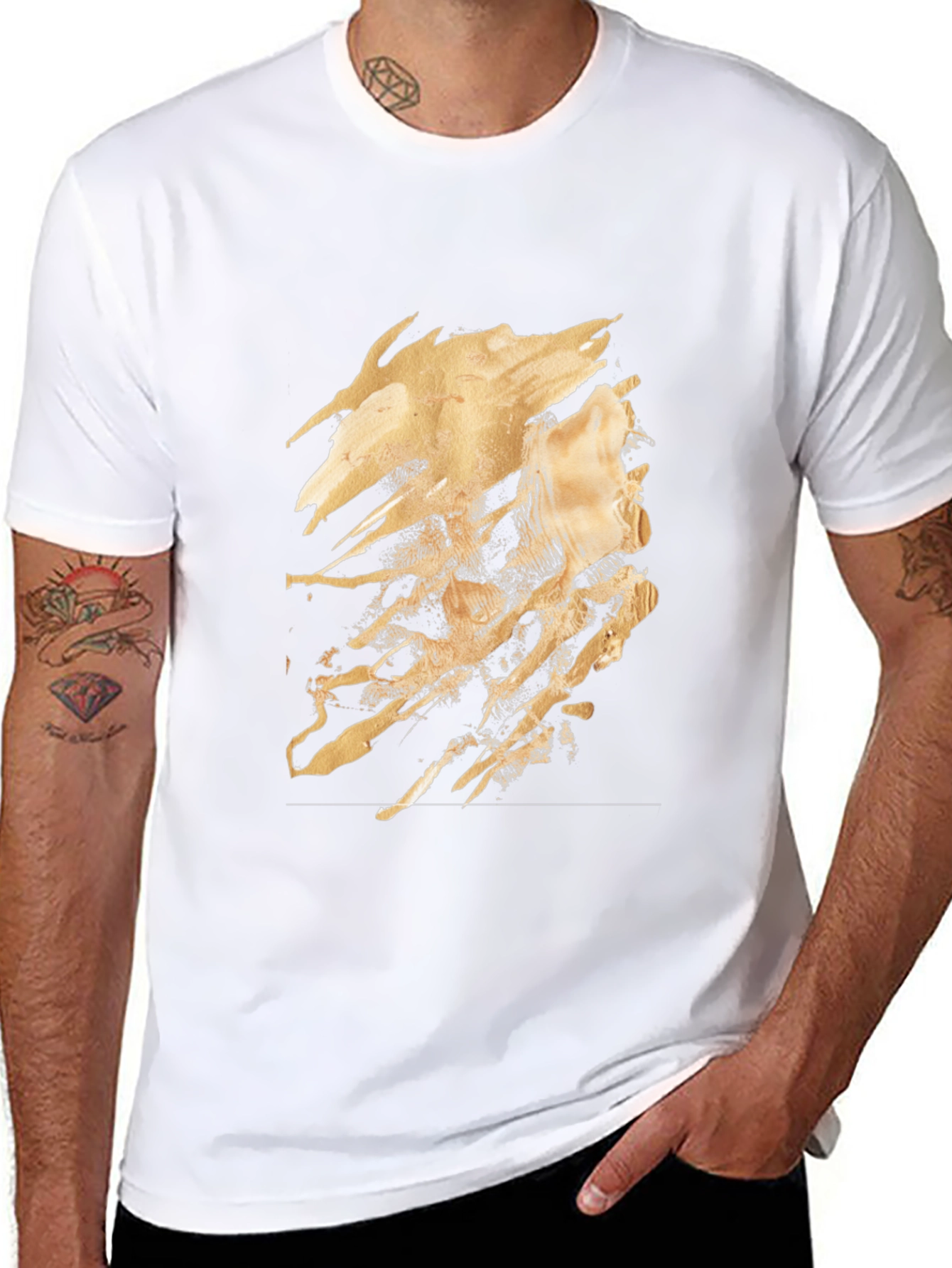 Abstract Gold Design Black T-Shirt