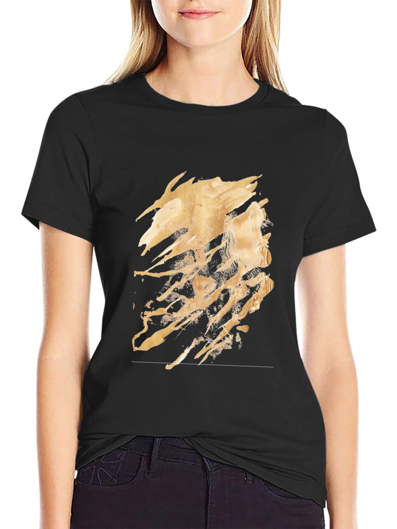 Abstract Gold Design Black T-Shirt