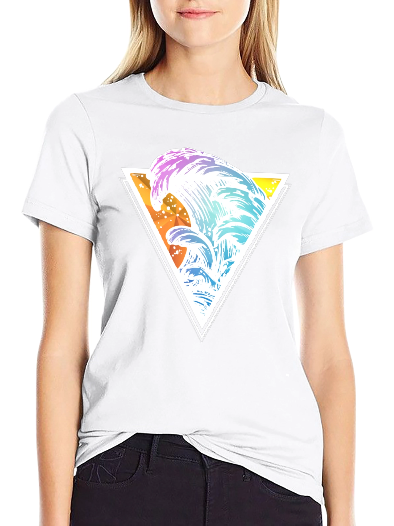Wave Triangle Graphic Tee - Black