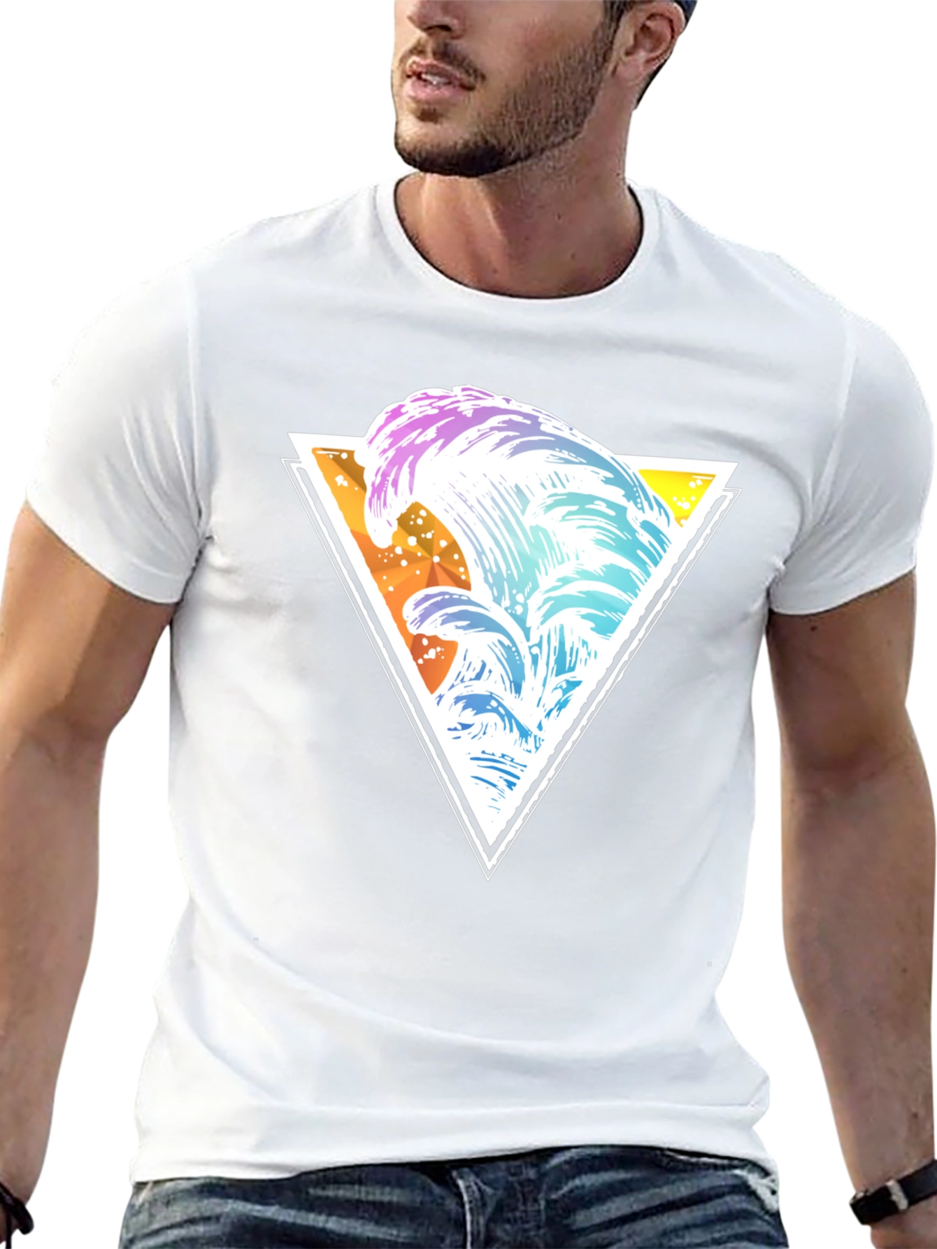 Wave Triangle Graphic Tee - Black