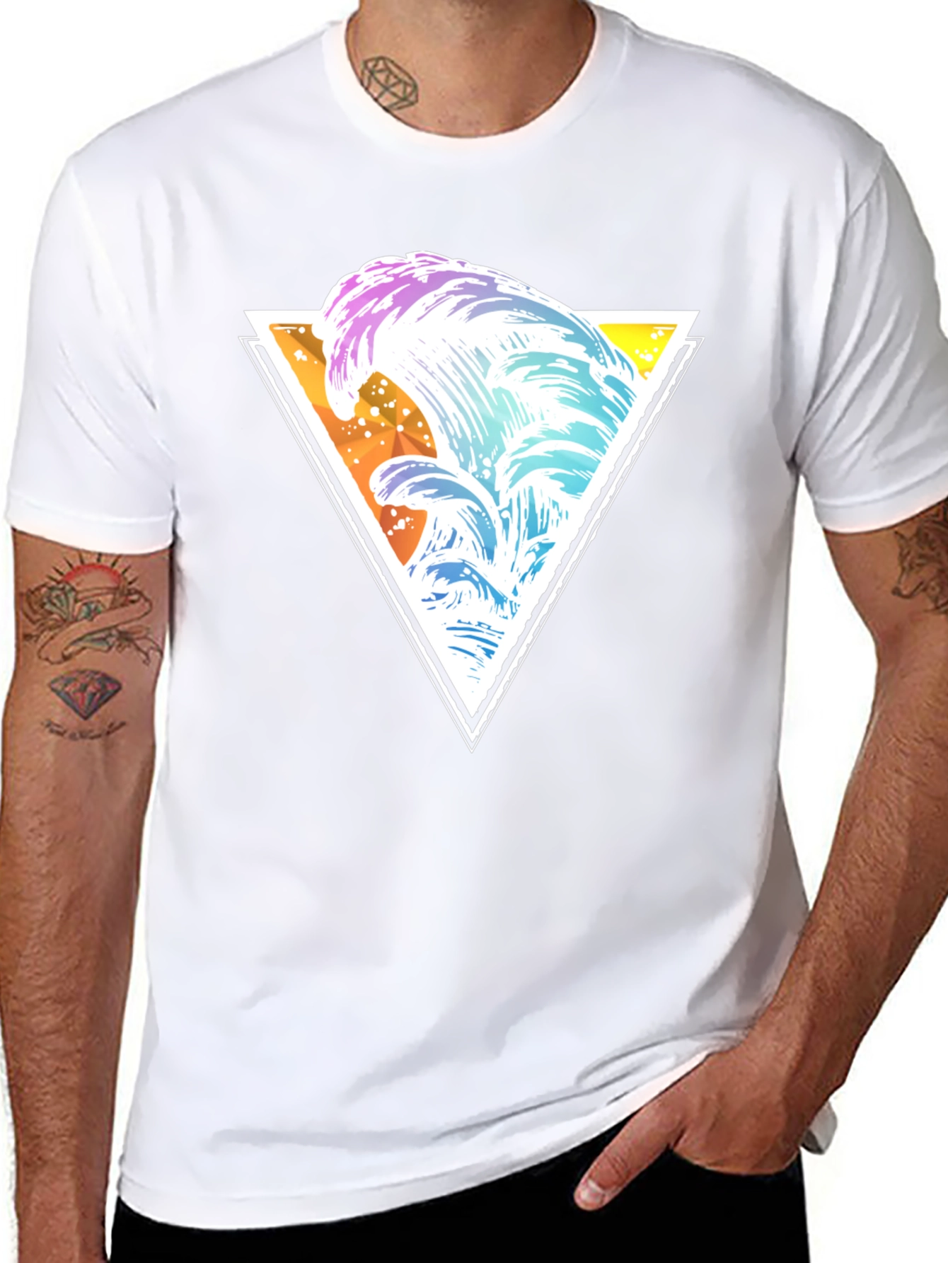 Wave Triangle Graphic Tee - Black