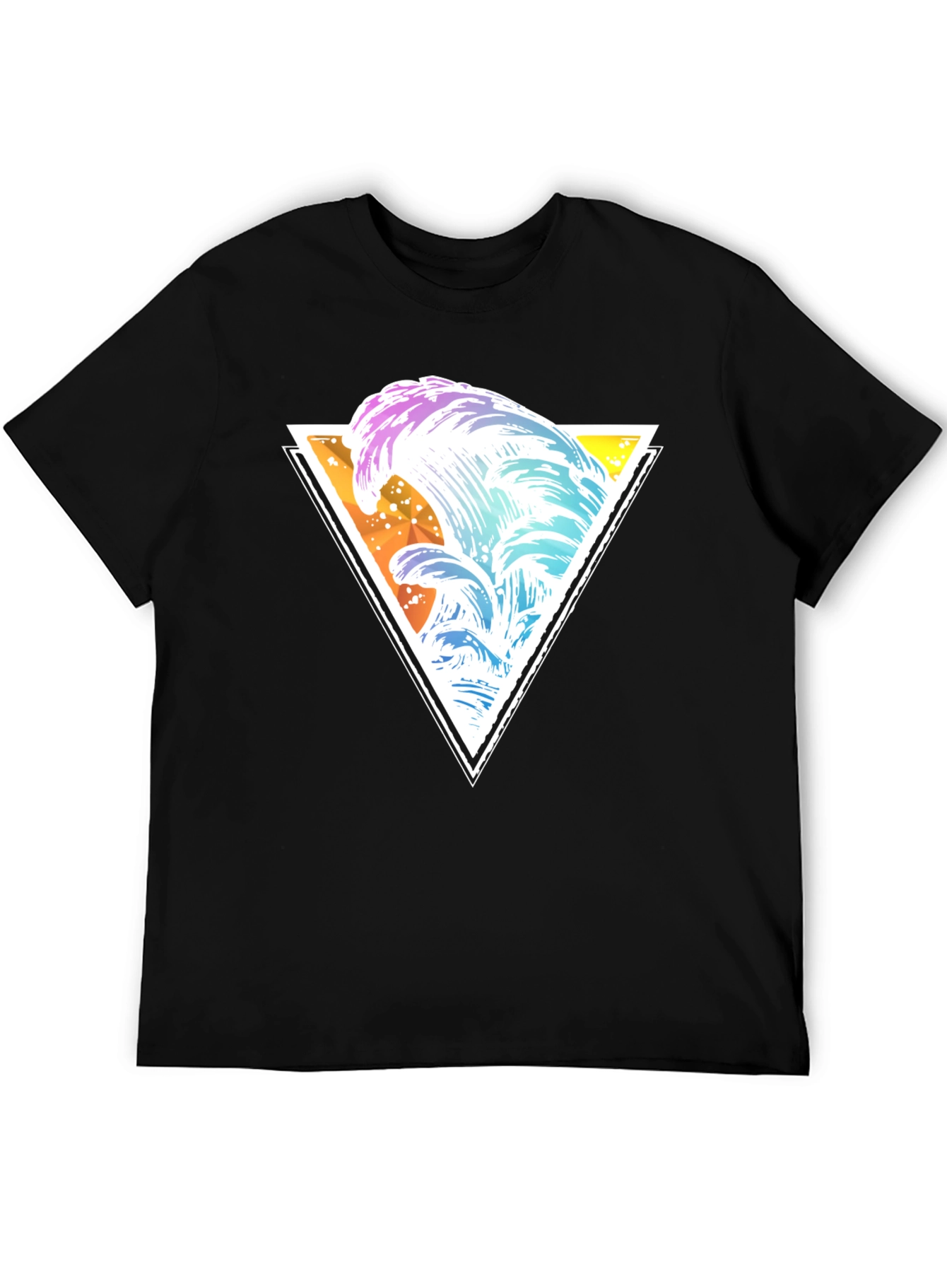 Wave Triangle Graphic Tee - Black