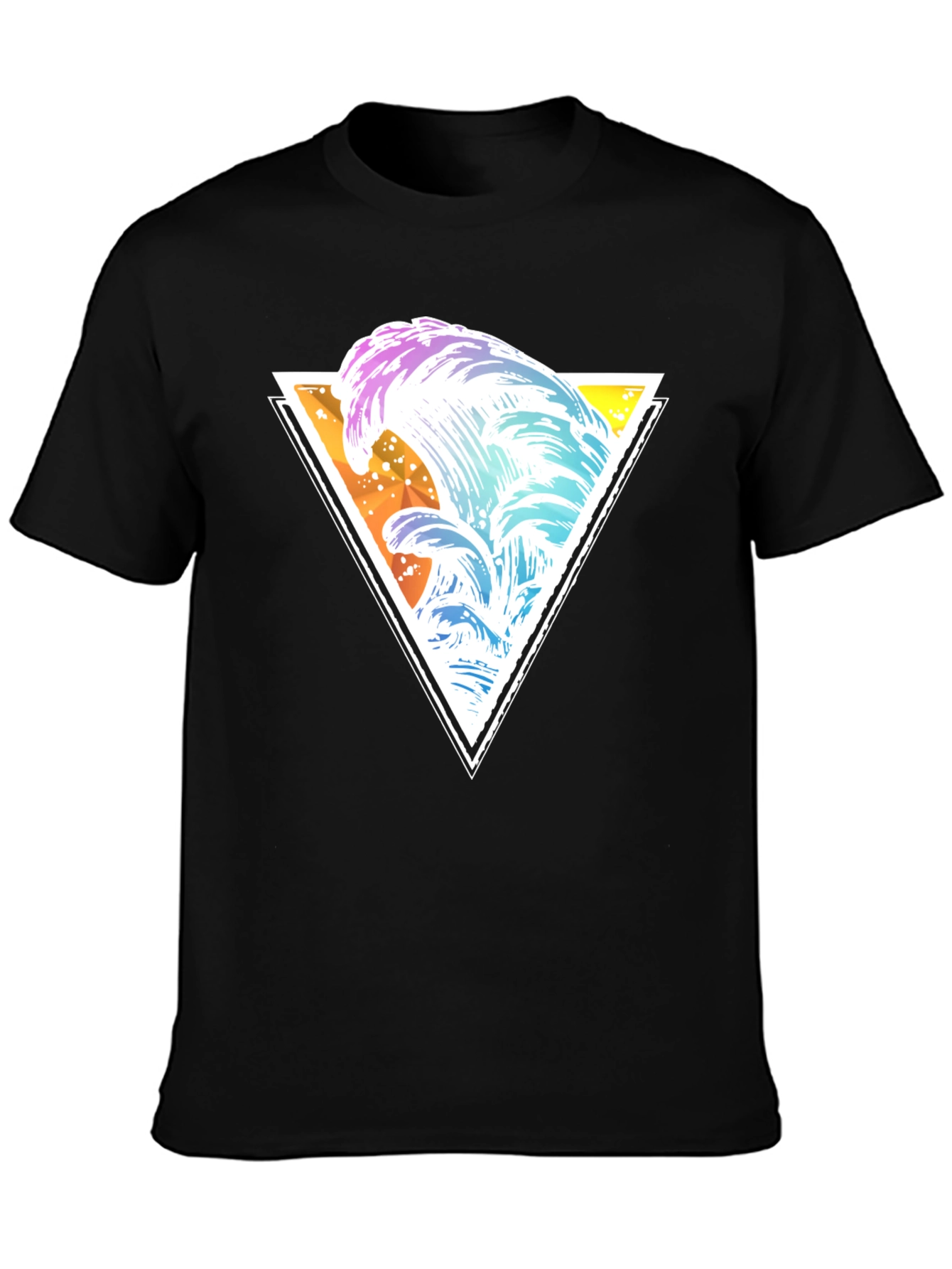 Wave Triangle Graphic Tee - Black