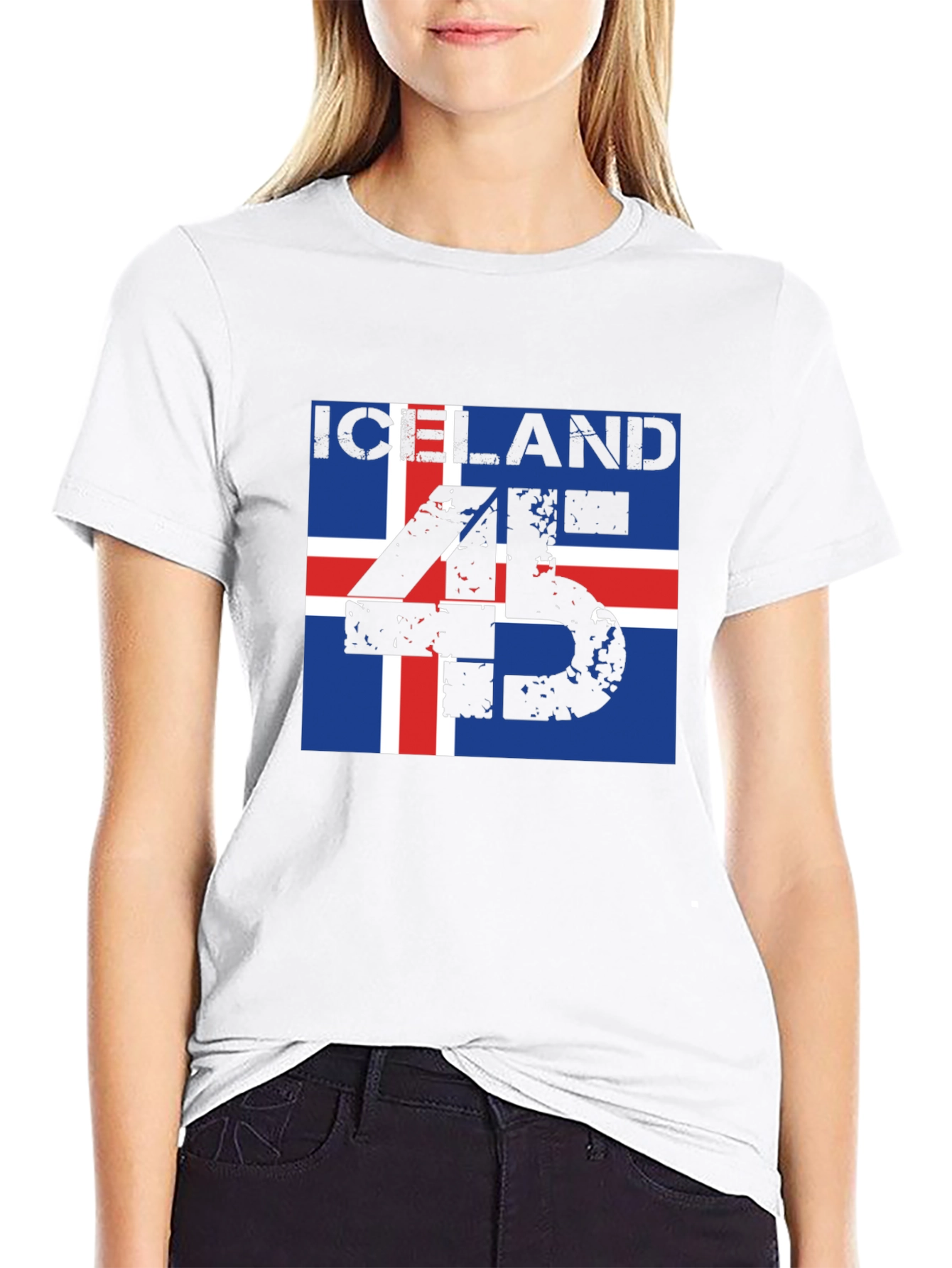 Iceland Flag T-Shirt - Distressed 45 Design