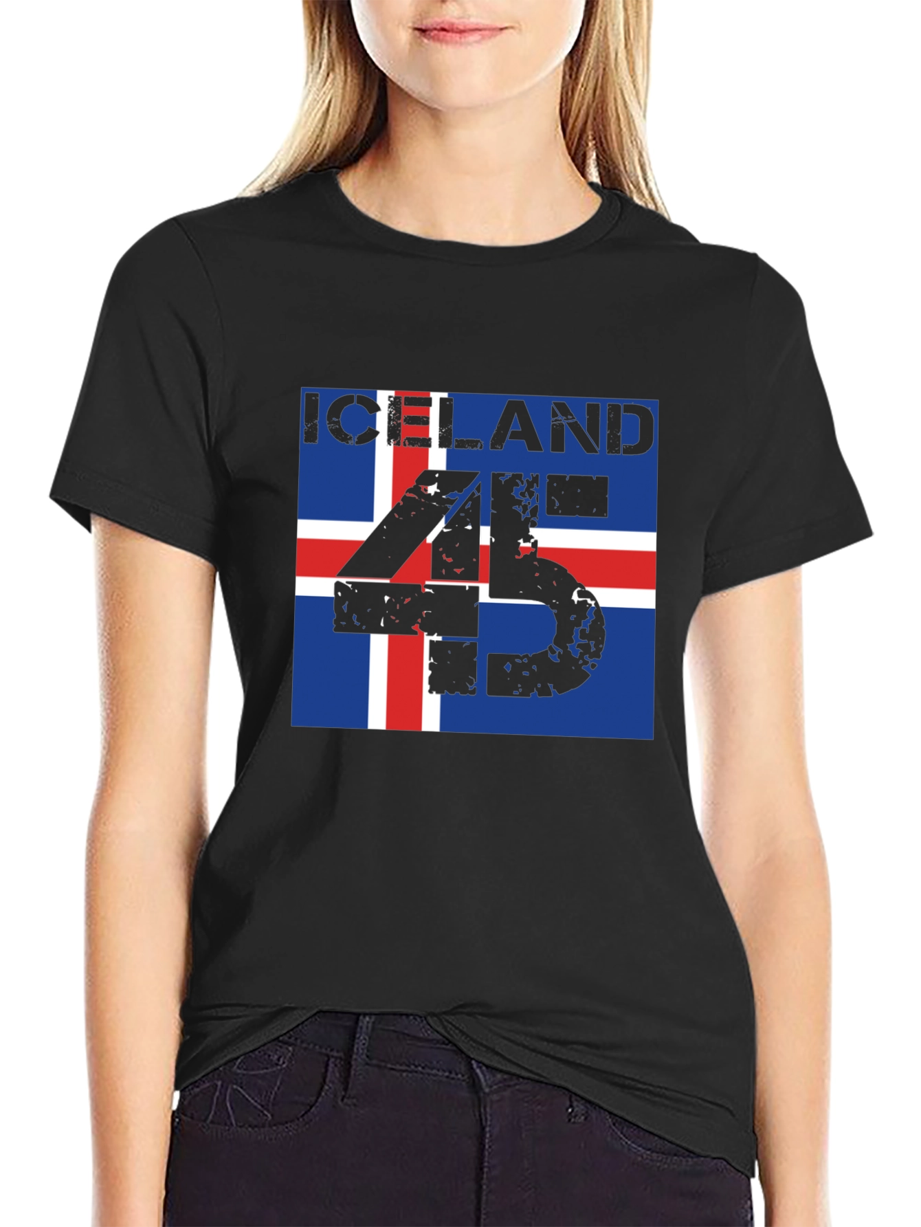 Iceland Flag T-Shirt - Distressed 45 Design