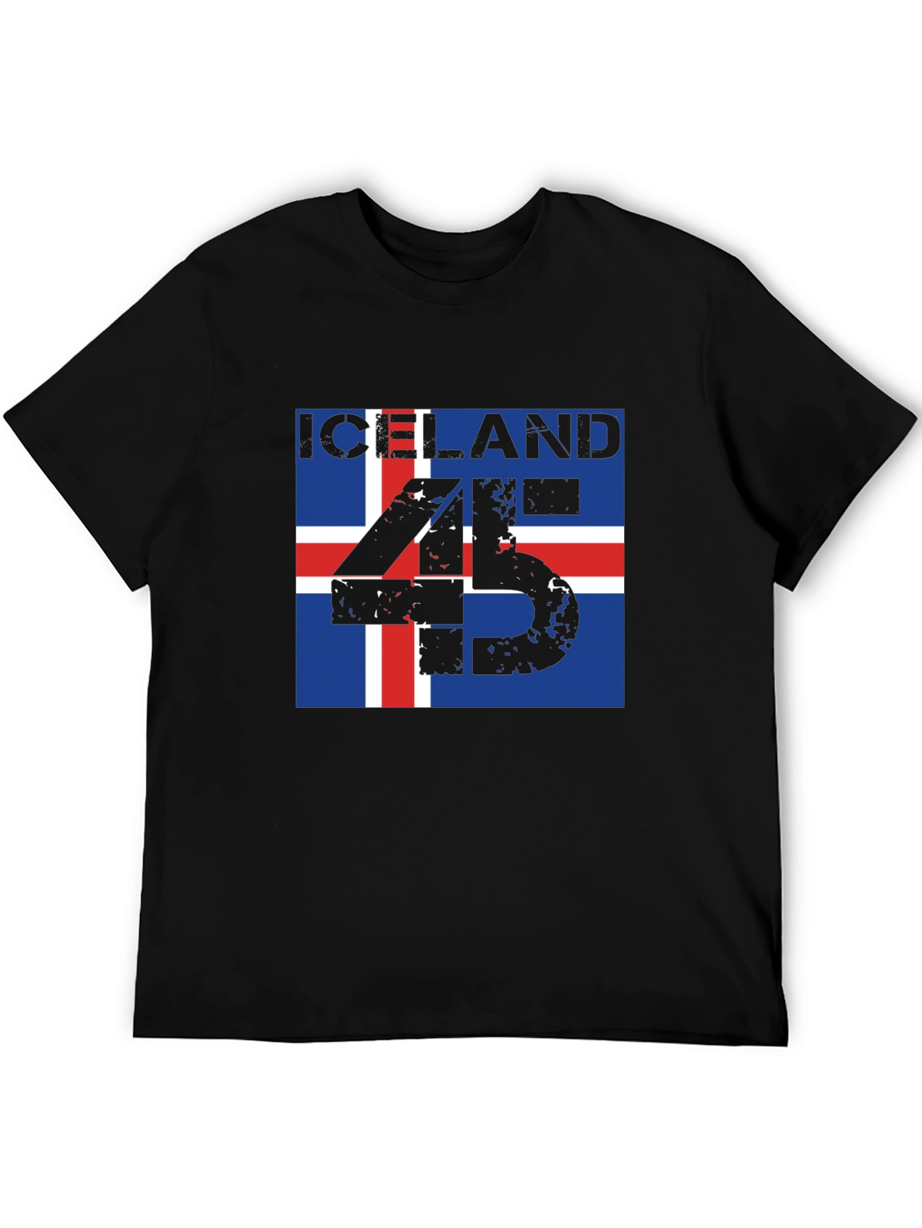 Iceland Flag T-Shirt - Distressed 45 Design