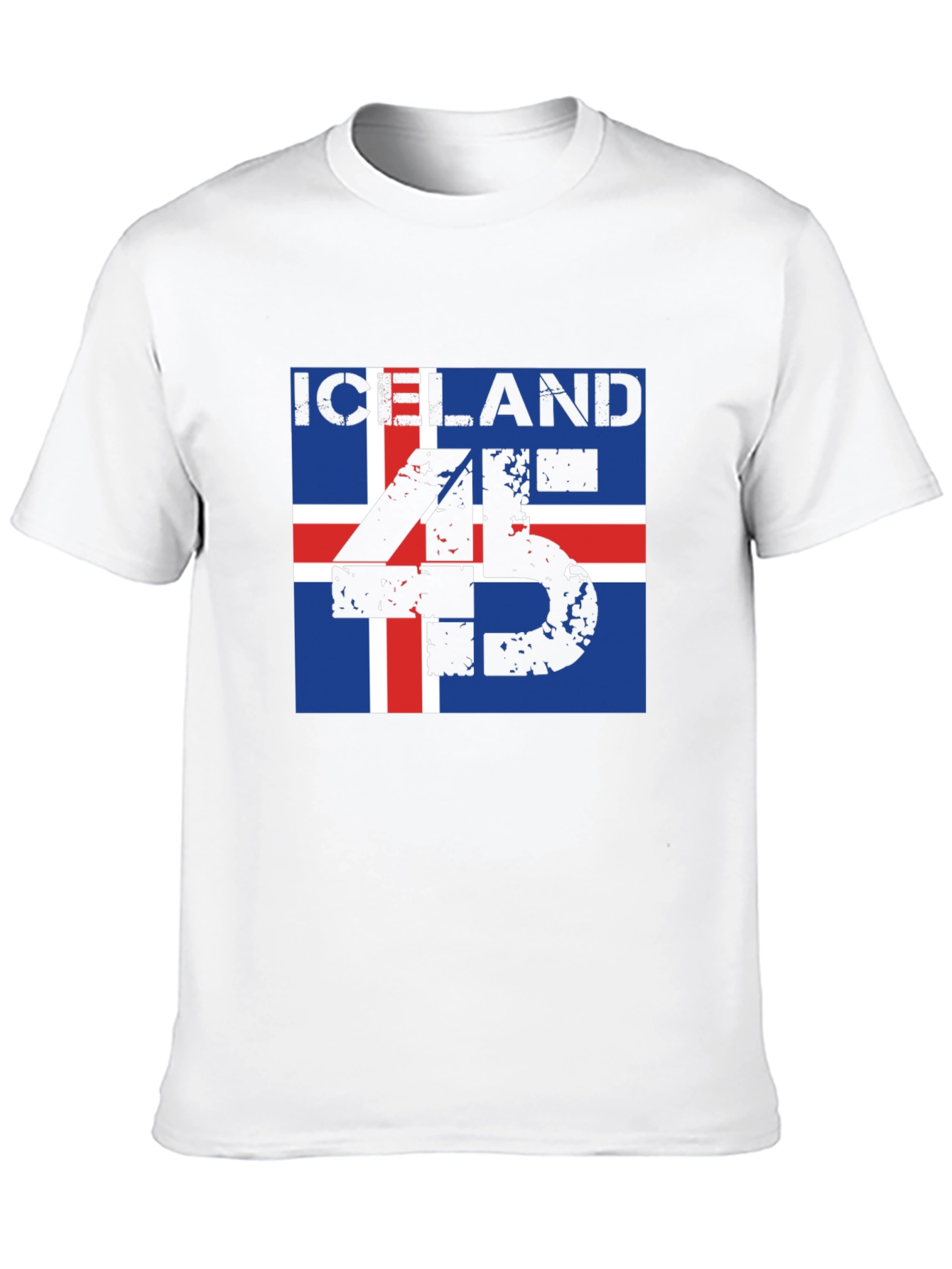 Iceland Flag T-Shirt - Distressed 45 Design