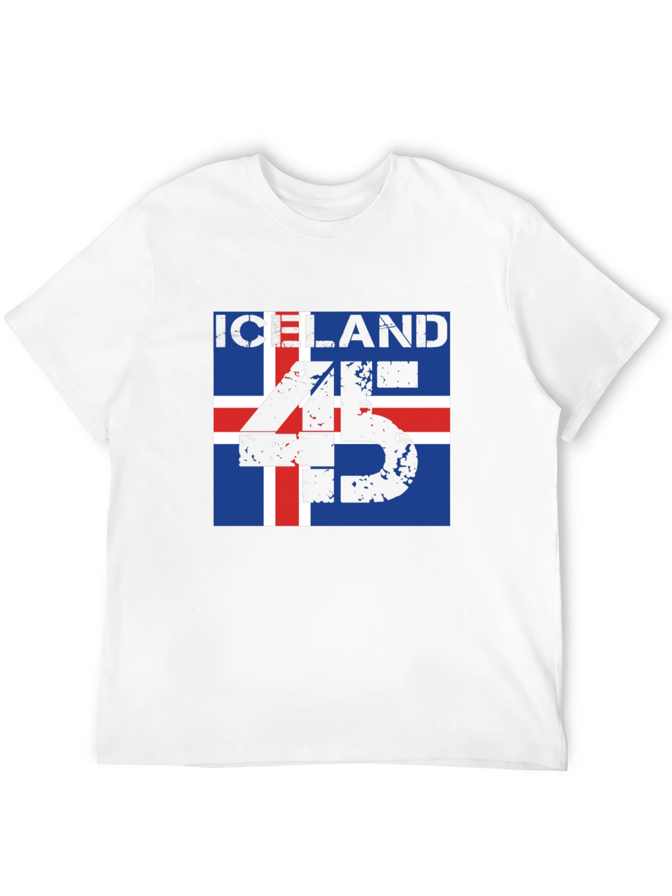 Iceland Flag T-Shirt - Distressed 45 Design