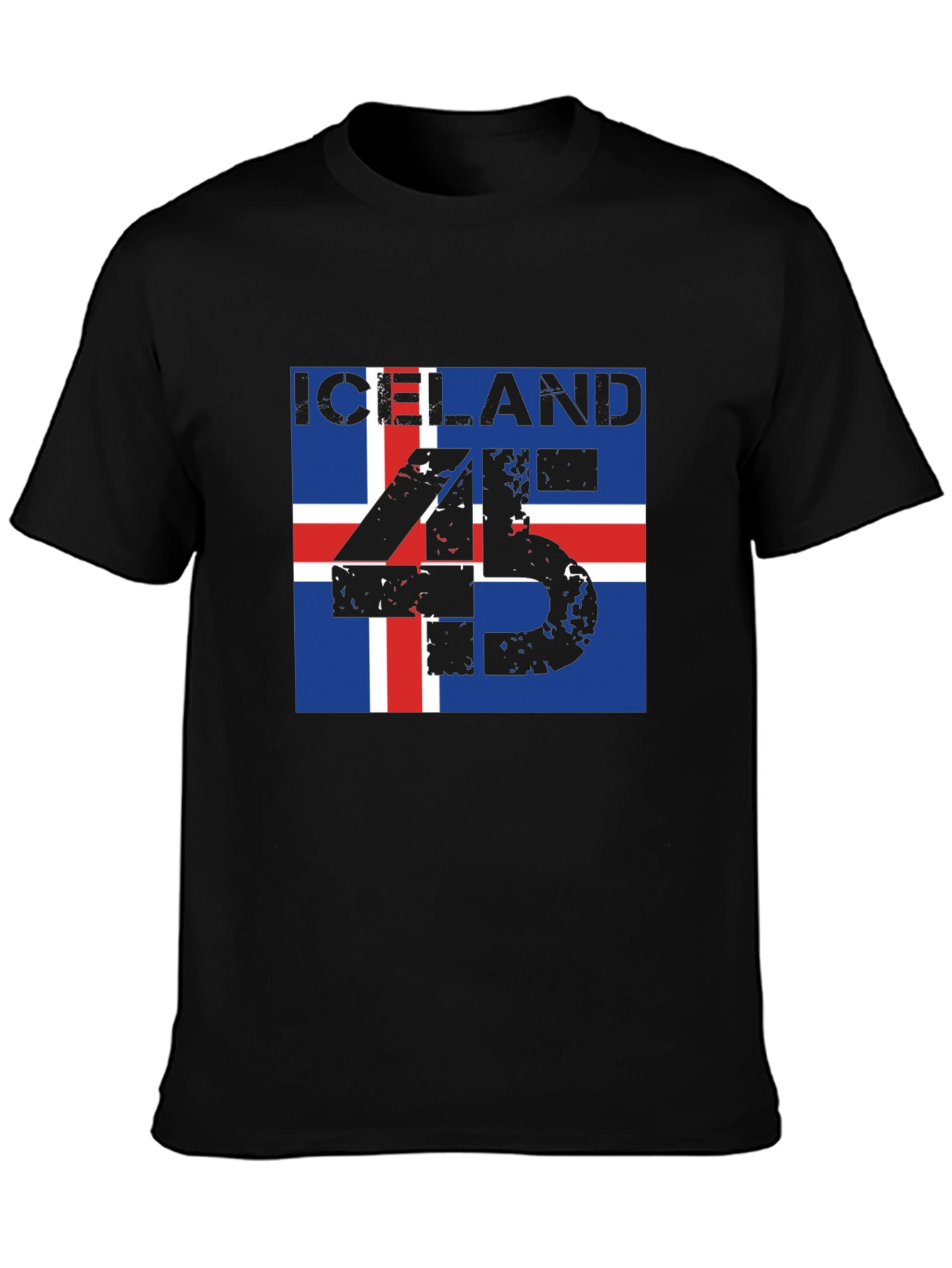 Iceland Flag T-Shirt - Distressed 45 Design