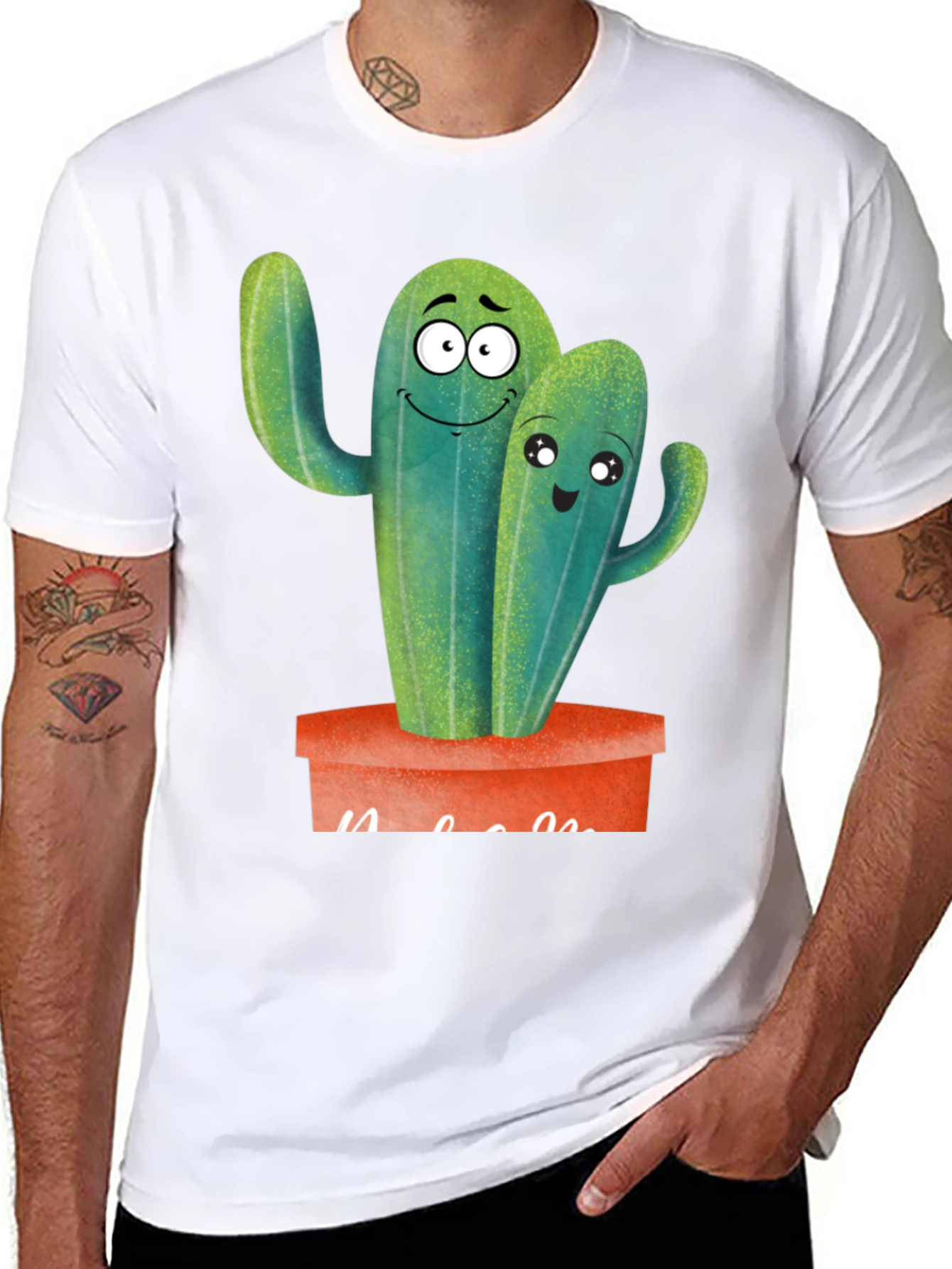 Cute Cactus Couple Black T-Shirt