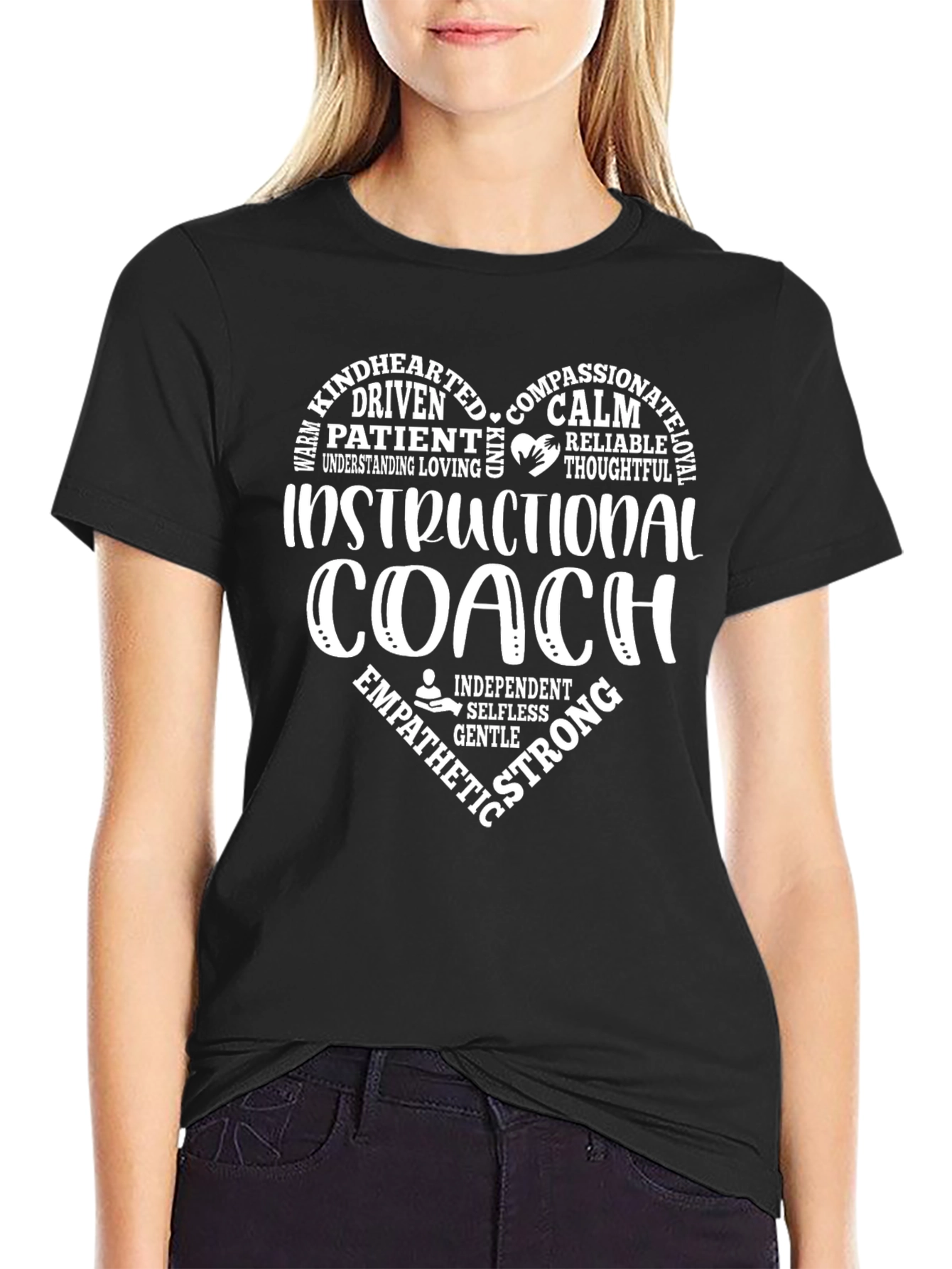 Instructional Coach Heart T-Shirt - Kind Driven Patient Calm