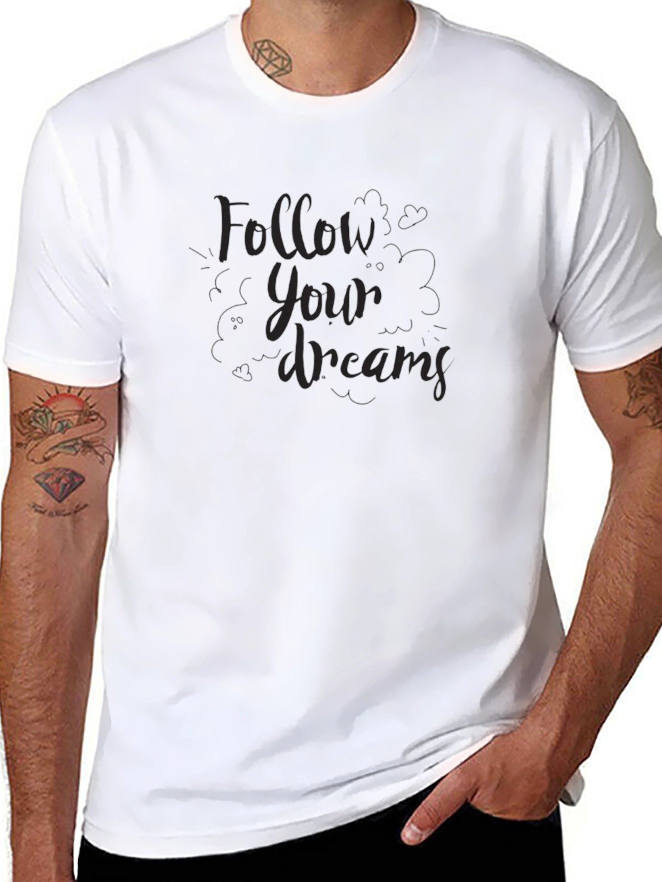 Follow Your Dreams Black Graphic T-Shirt