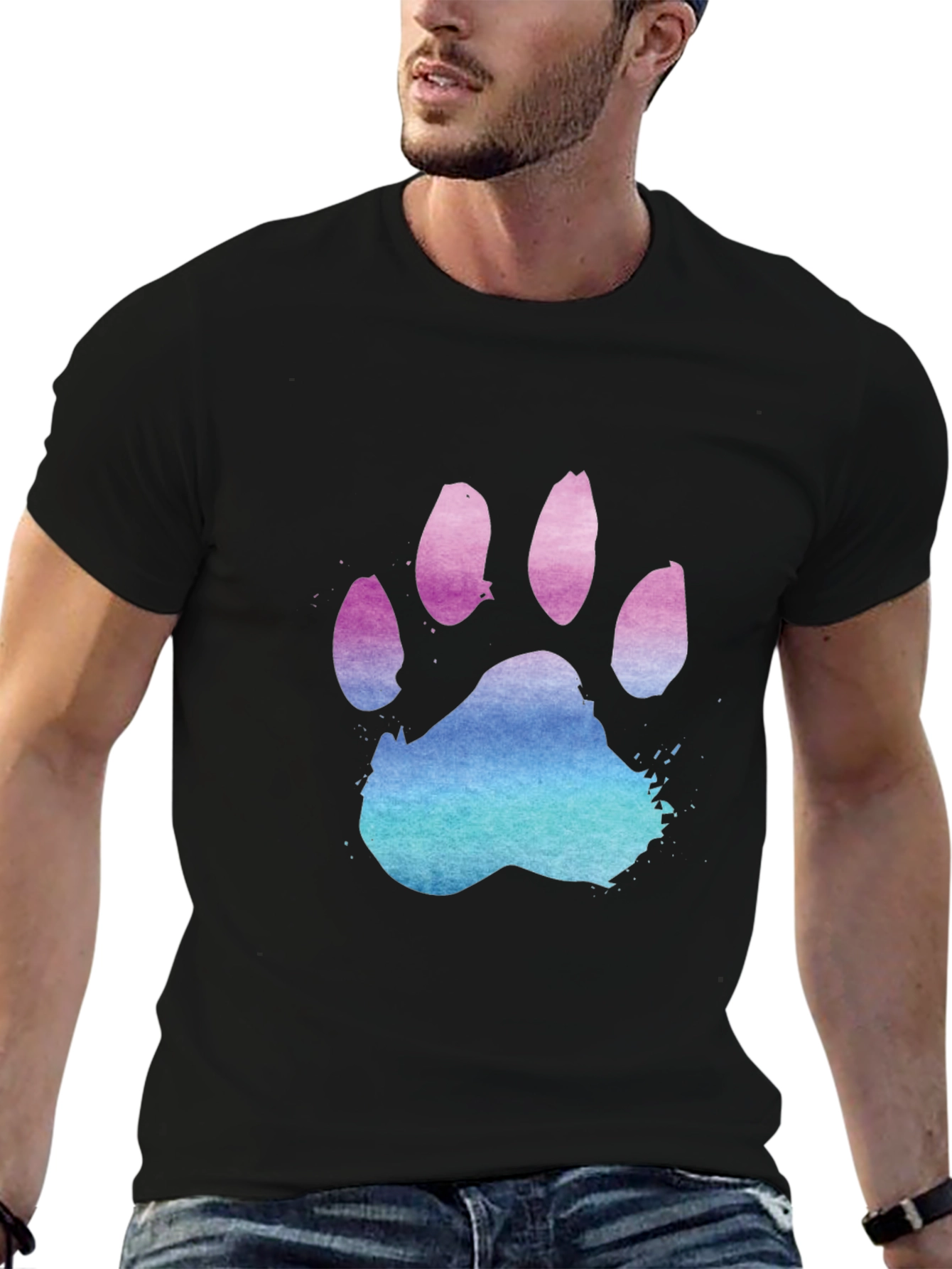 Cool Paw Print Graphic T-Shirt