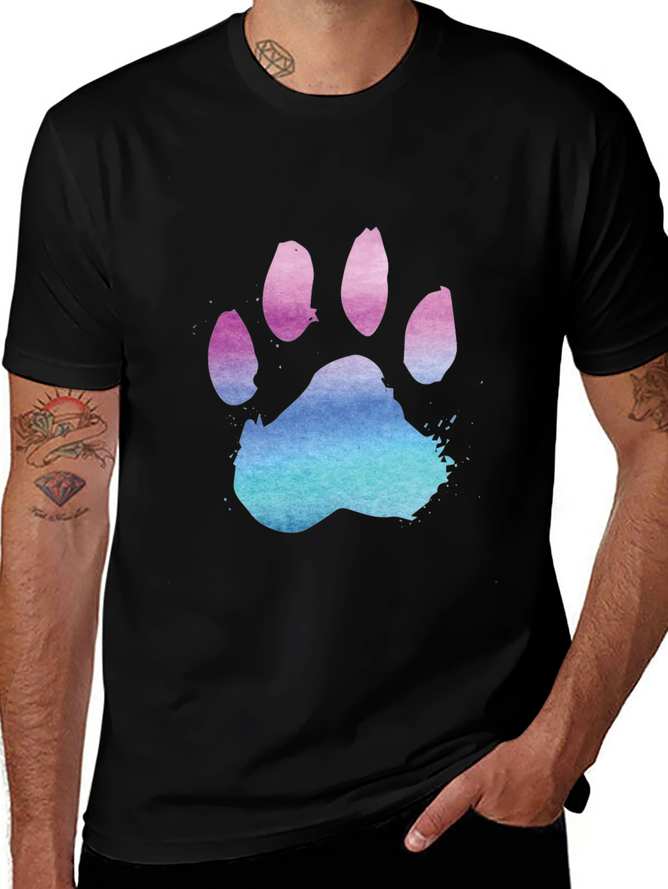 Cool Paw Print Graphic T-Shirt