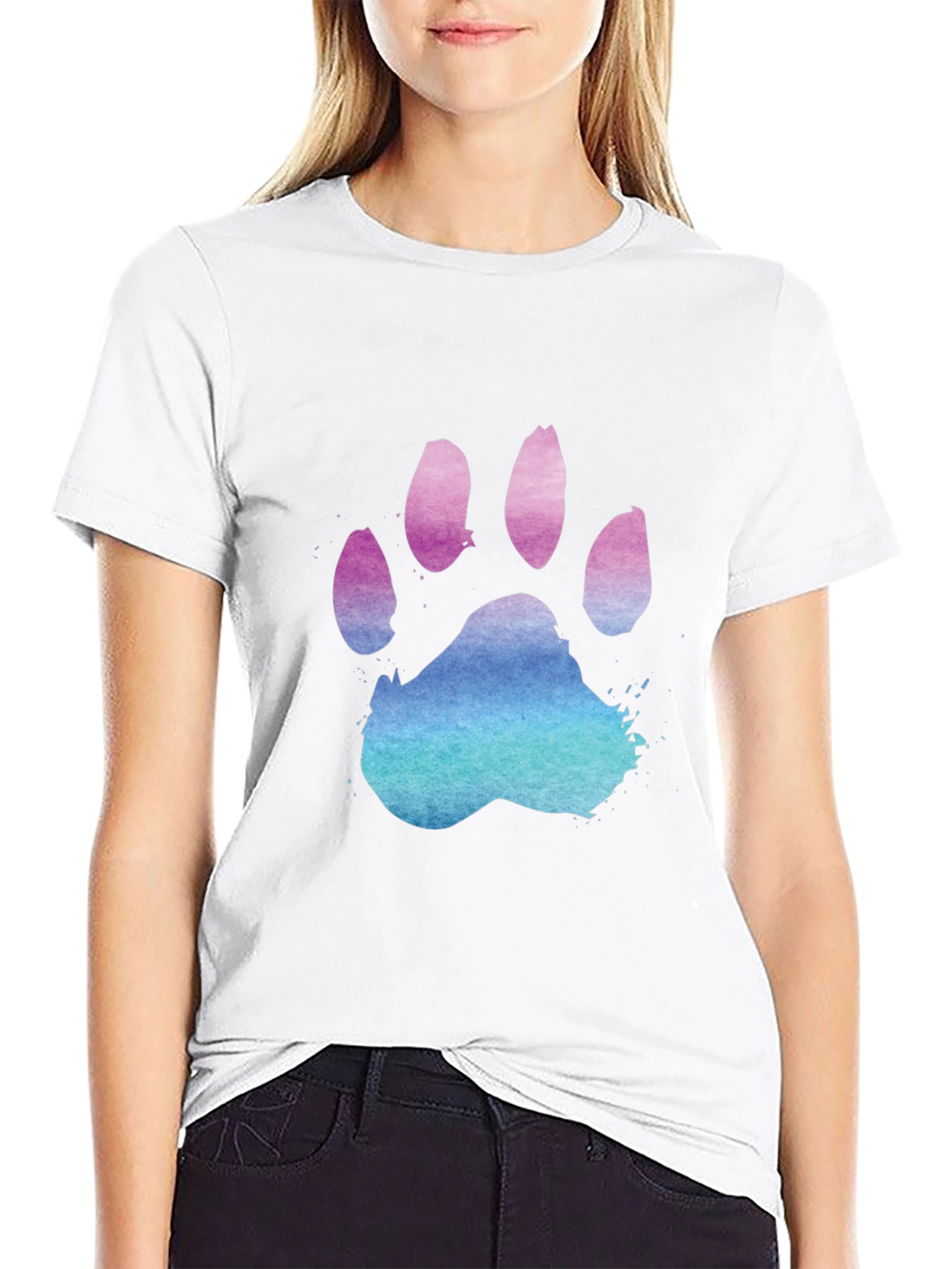 Cool Paw Print Graphic T-Shirt