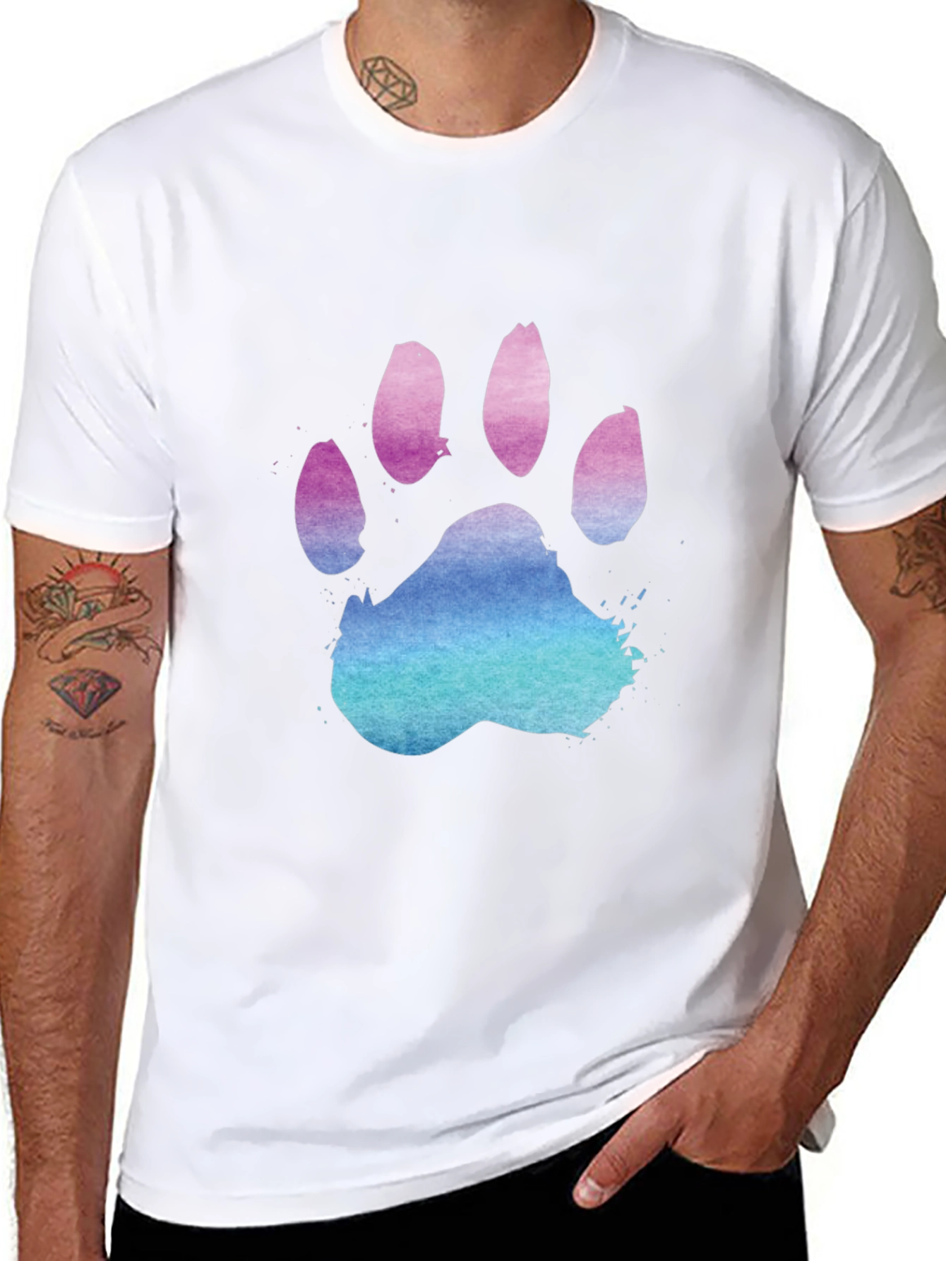 Cool Paw Print Graphic T-Shirt