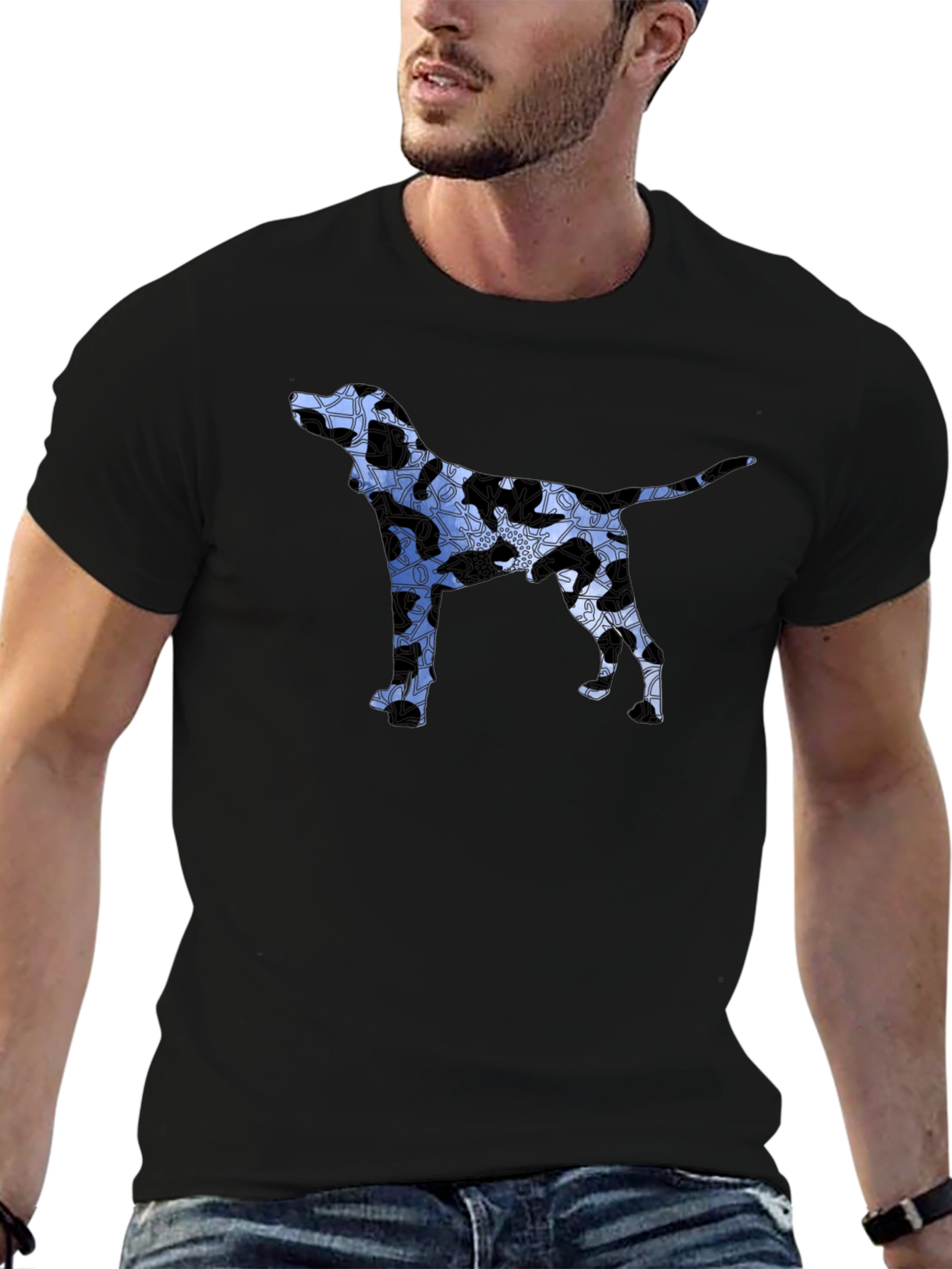 Dog Silhouette Graphic Tee - Mens Black T-Shirt