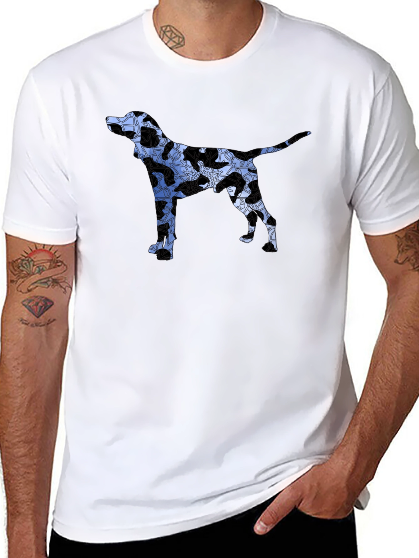 Dog Silhouette Graphic Tee - Mens Black T-Shirt