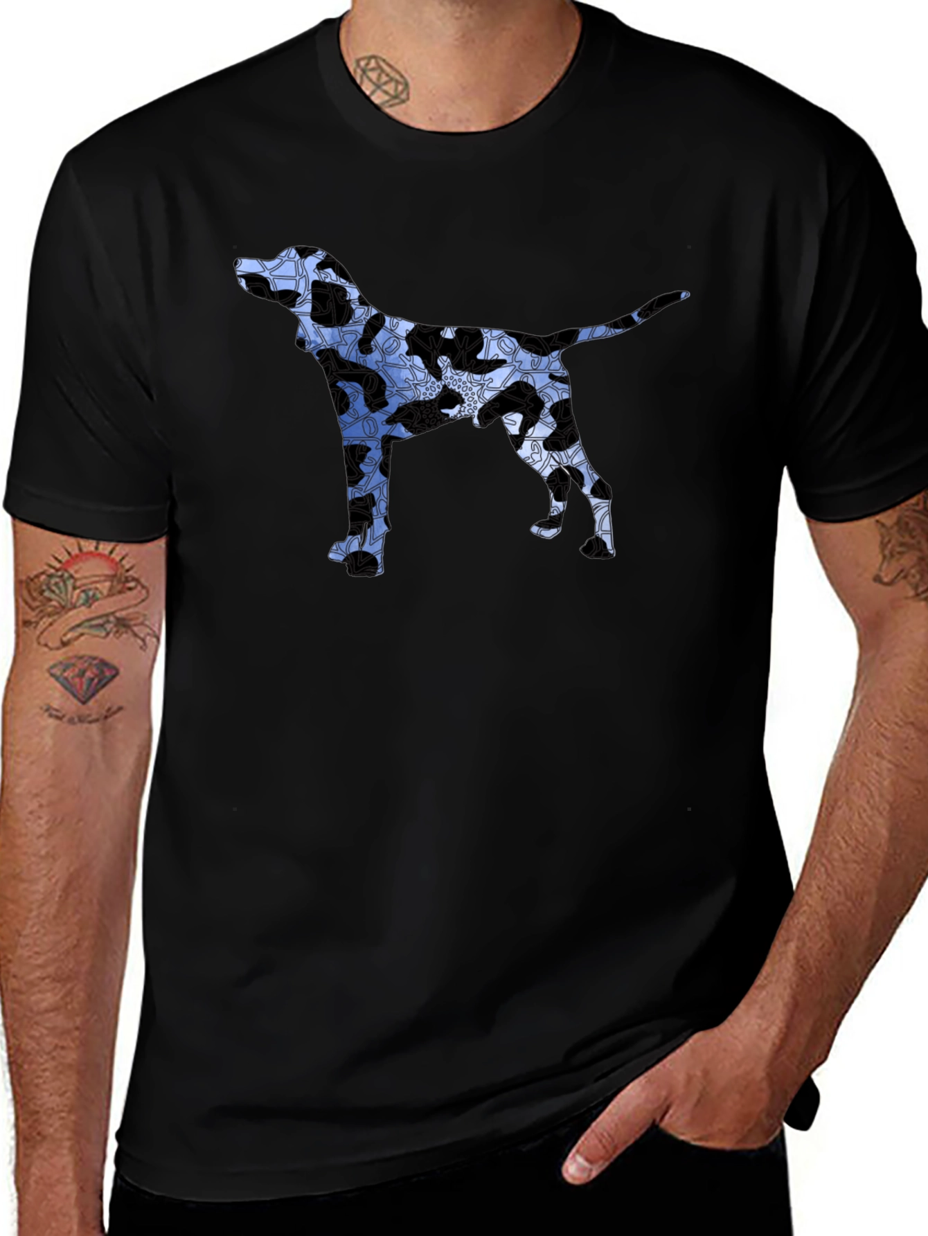 Dog Silhouette Graphic Tee - Mens Black T-Shirt