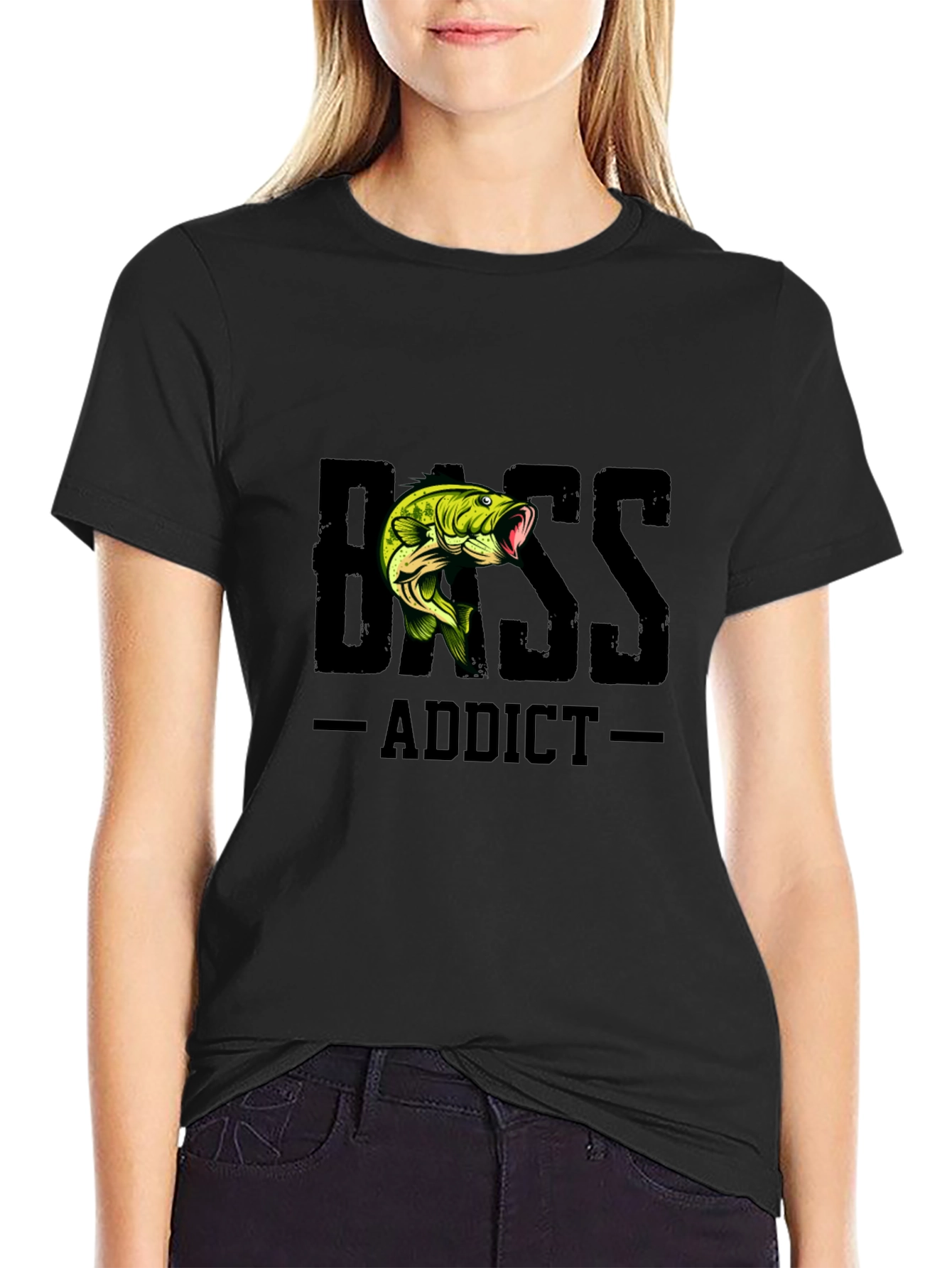 Bass Addict Black T-Shirt Fishing Tee