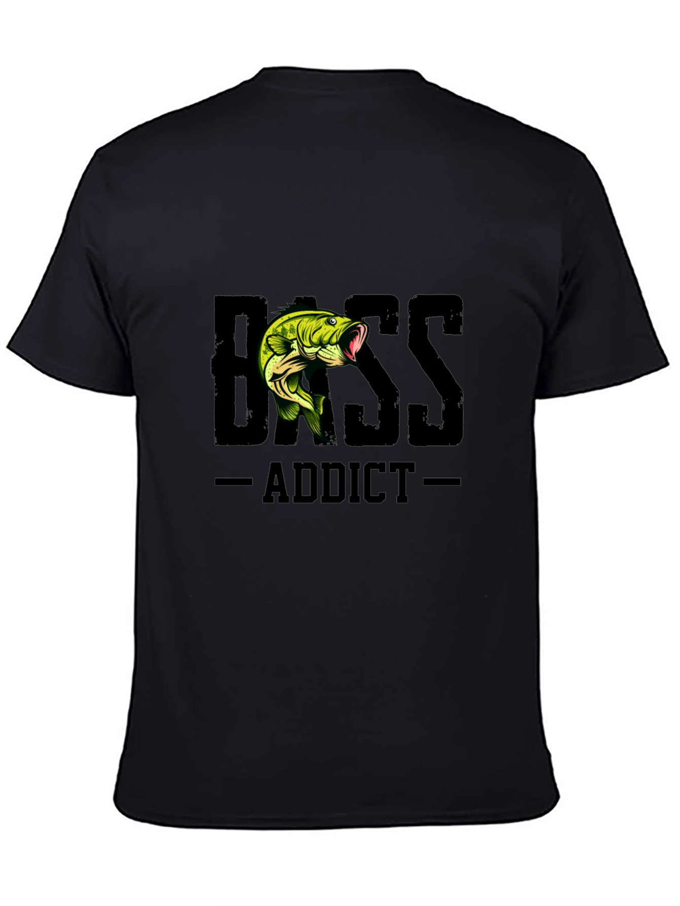 Bass Addict Black T-Shirt Fishing Tee