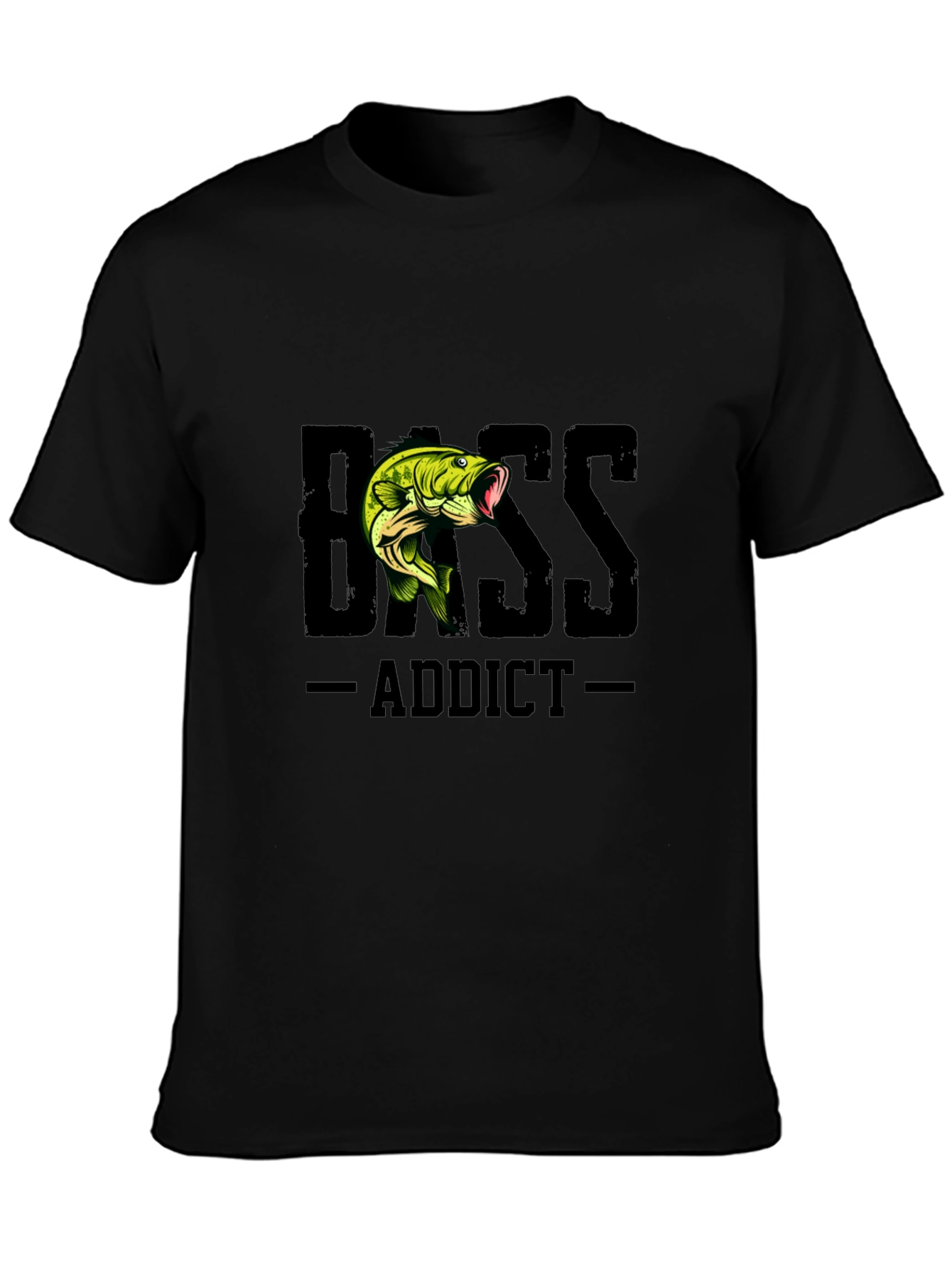 Bass Addict Black T-Shirt Fishing Tee
