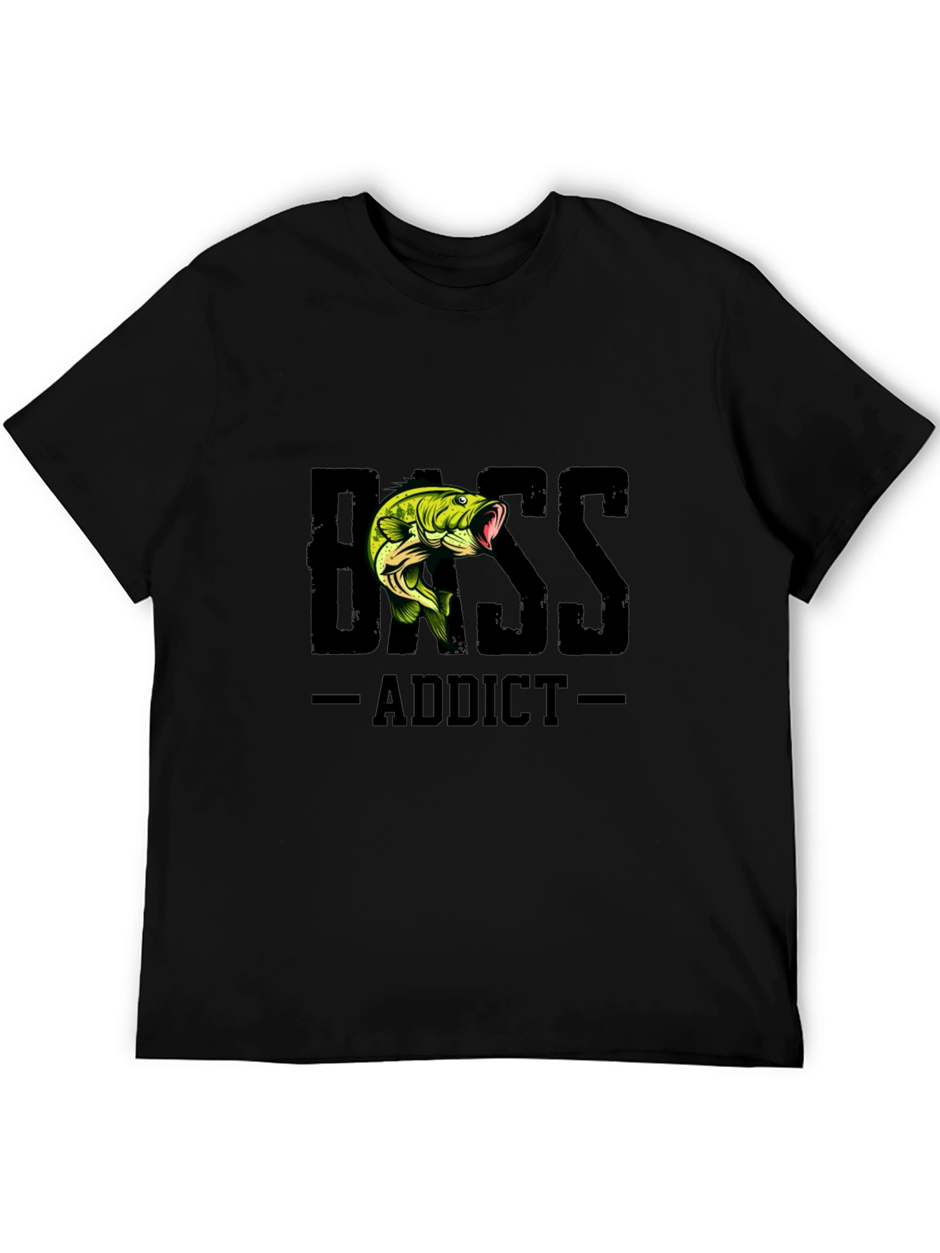 Bass Addict Black T-Shirt Fishing Tee