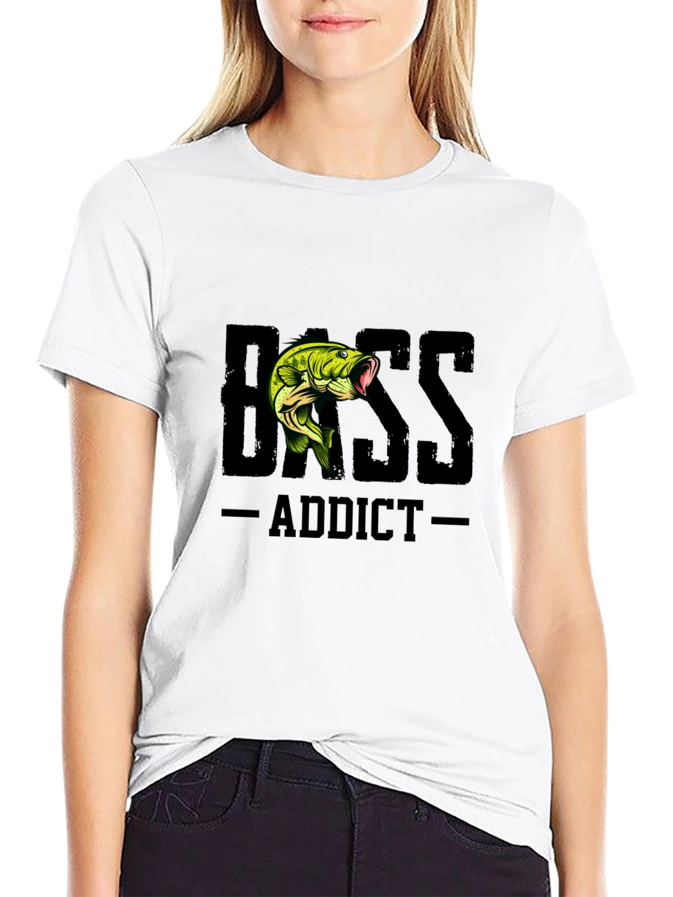 Bass Addict Black T-Shirt Fishing Tee