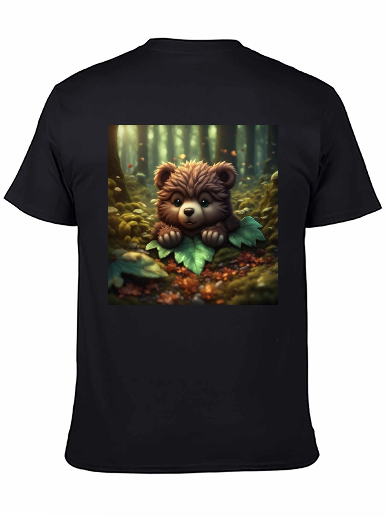 Cute Bear Graphic Tee - Black