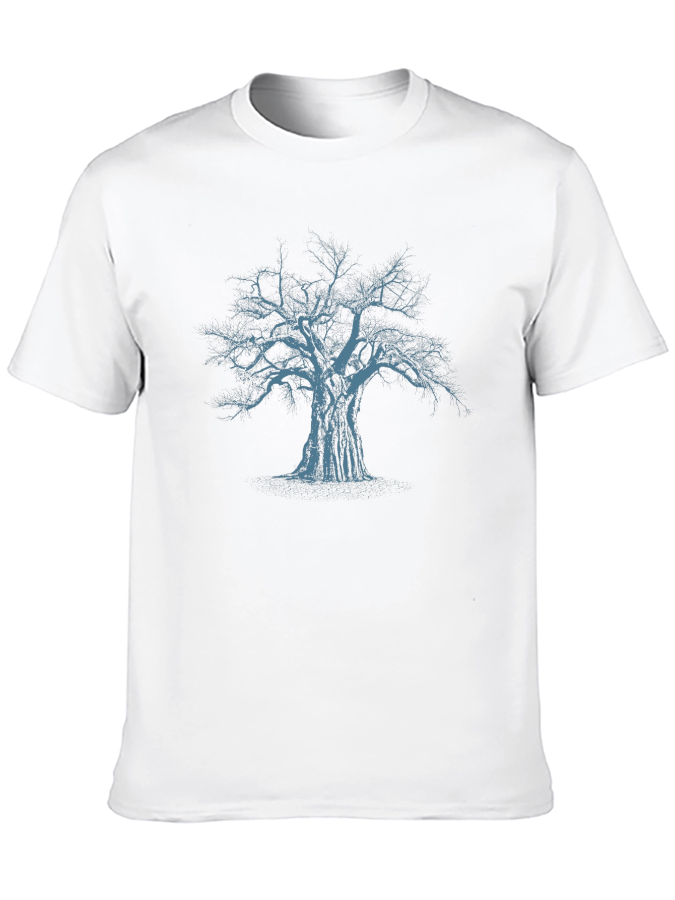 Mens Black T-Shirt with Blue Tree Graphic