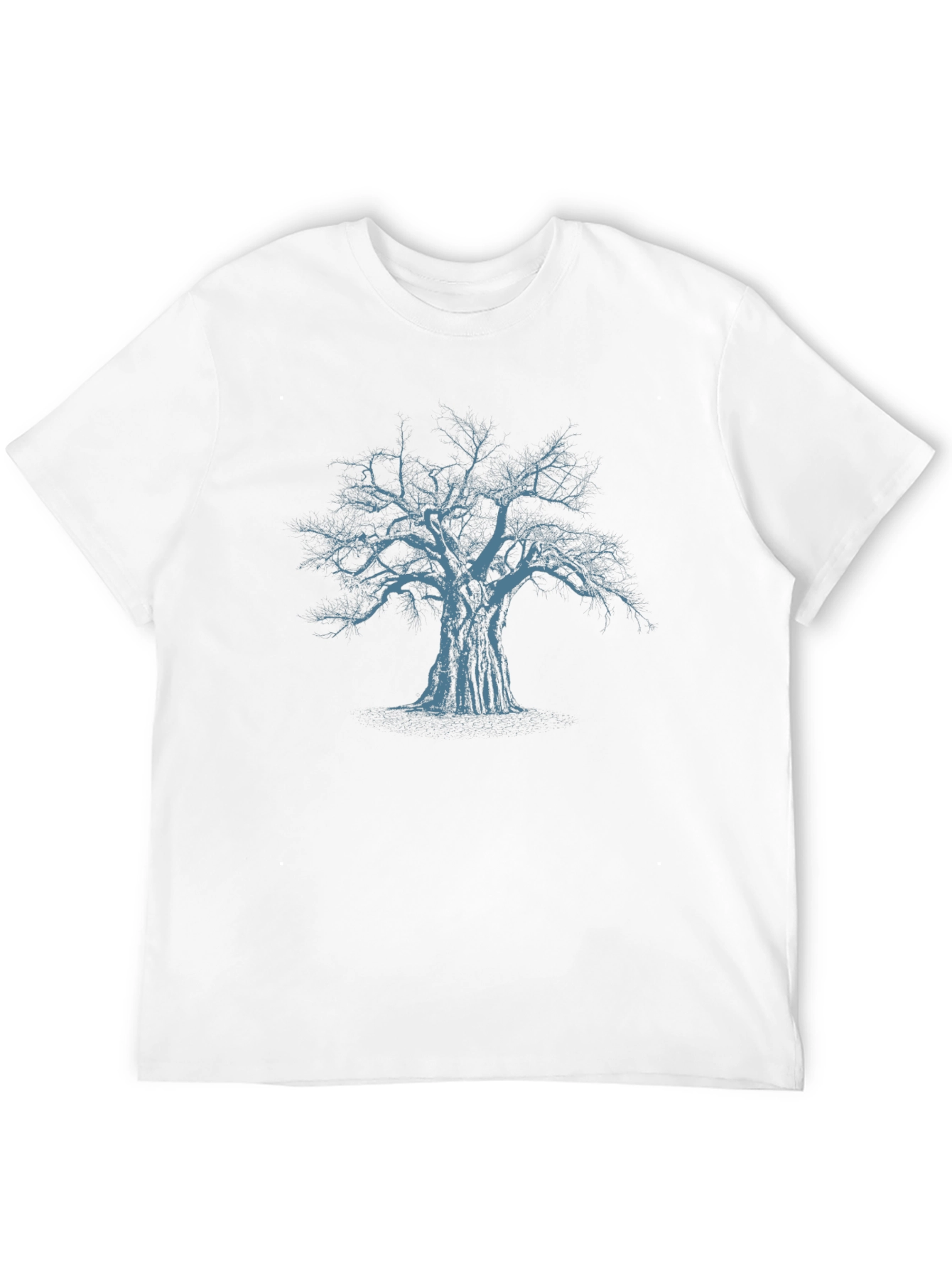 Mens Black T-Shirt with Blue Tree Graphic