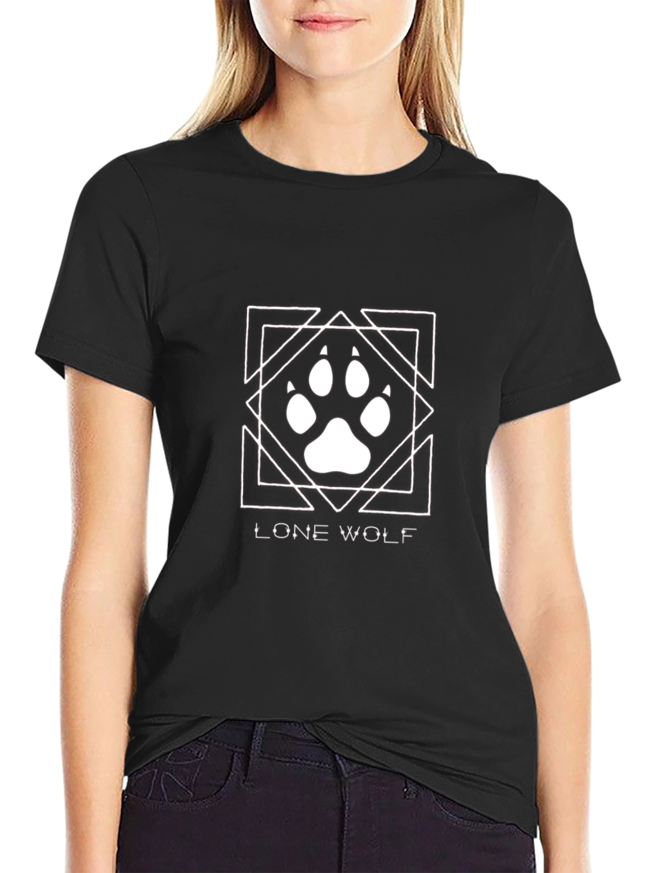 Lone Wolf Graphic Tee - Black Cotton T-Shirt