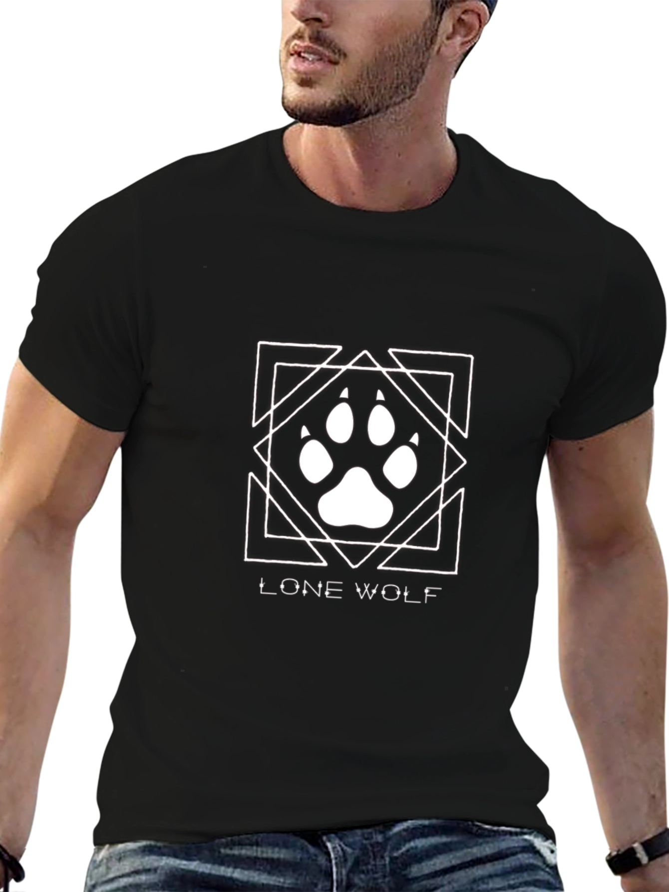 Lone Wolf Graphic Tee - Black Cotton T-Shirt