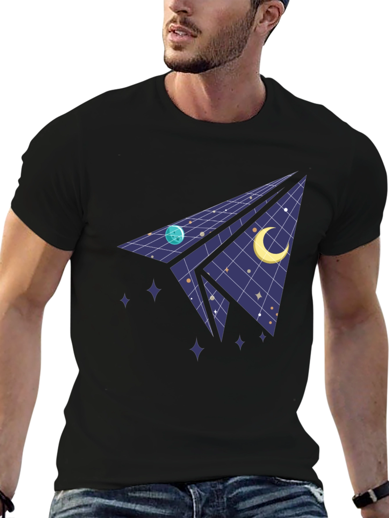 Cosmic Paper Plane Tee - Space Dreams T-Shirt