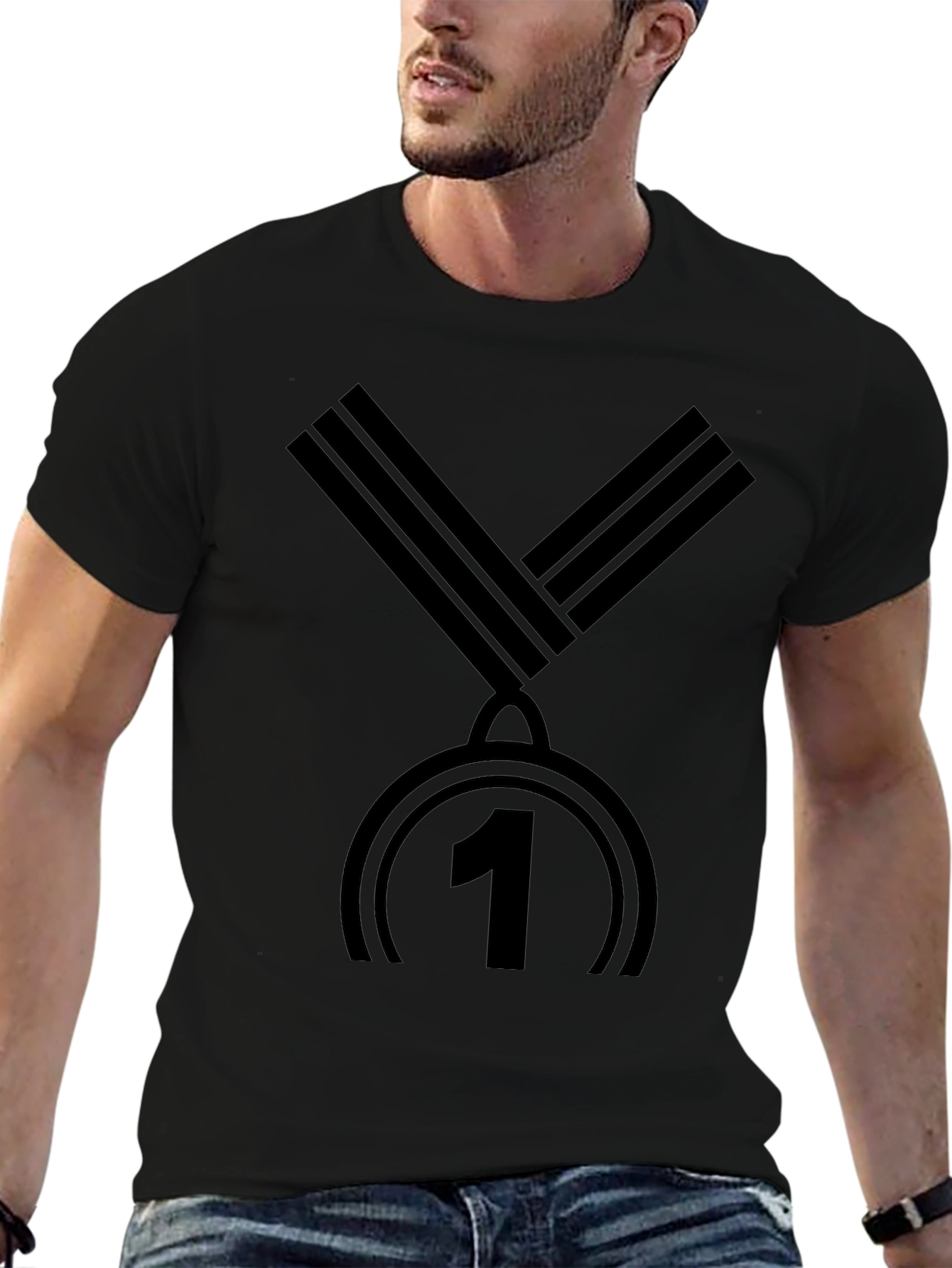 Champion Black T-Shirt - Medal #1 Design