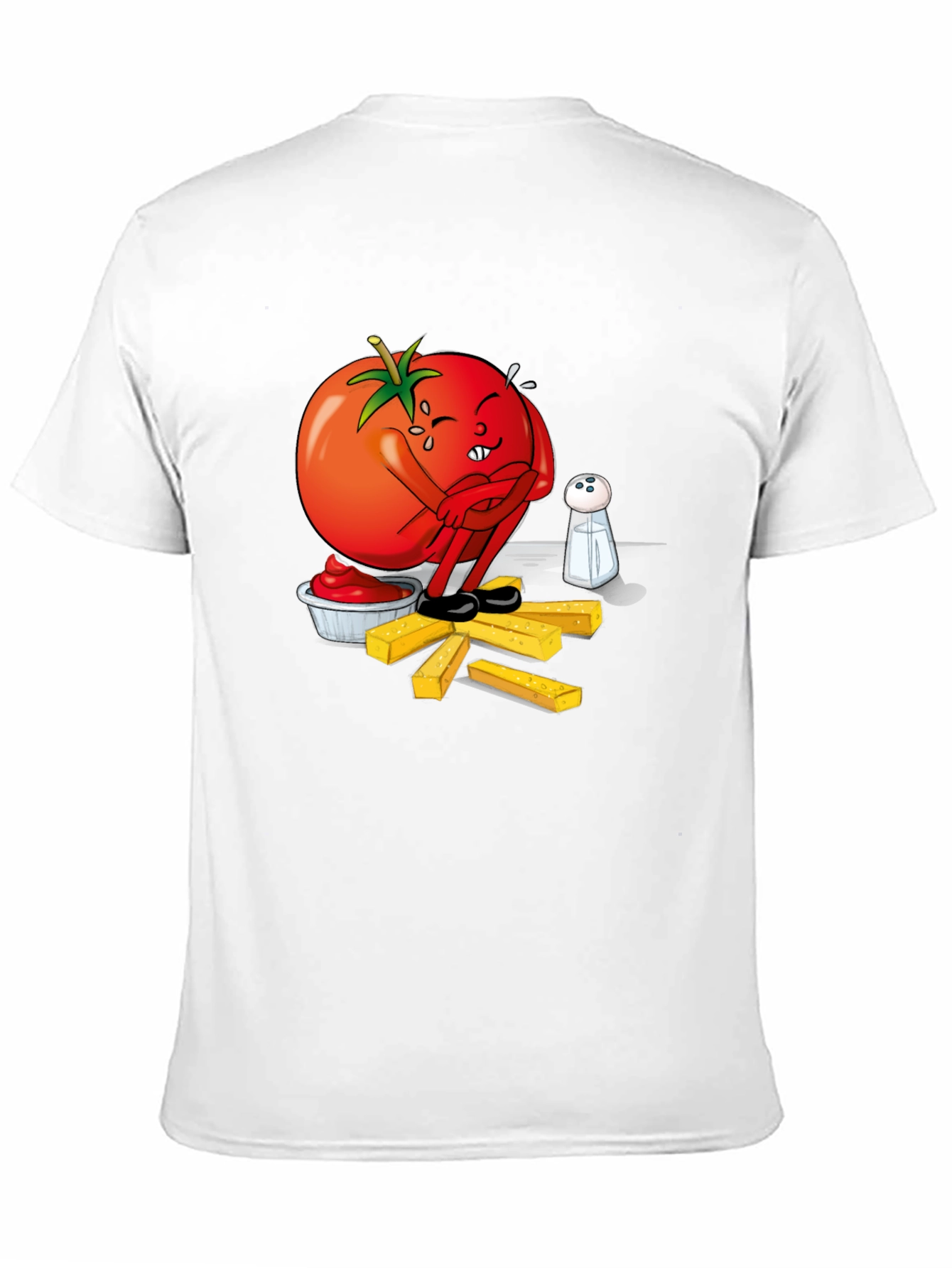 Funny Tomato Ketchup & Fries Black T-Shirt