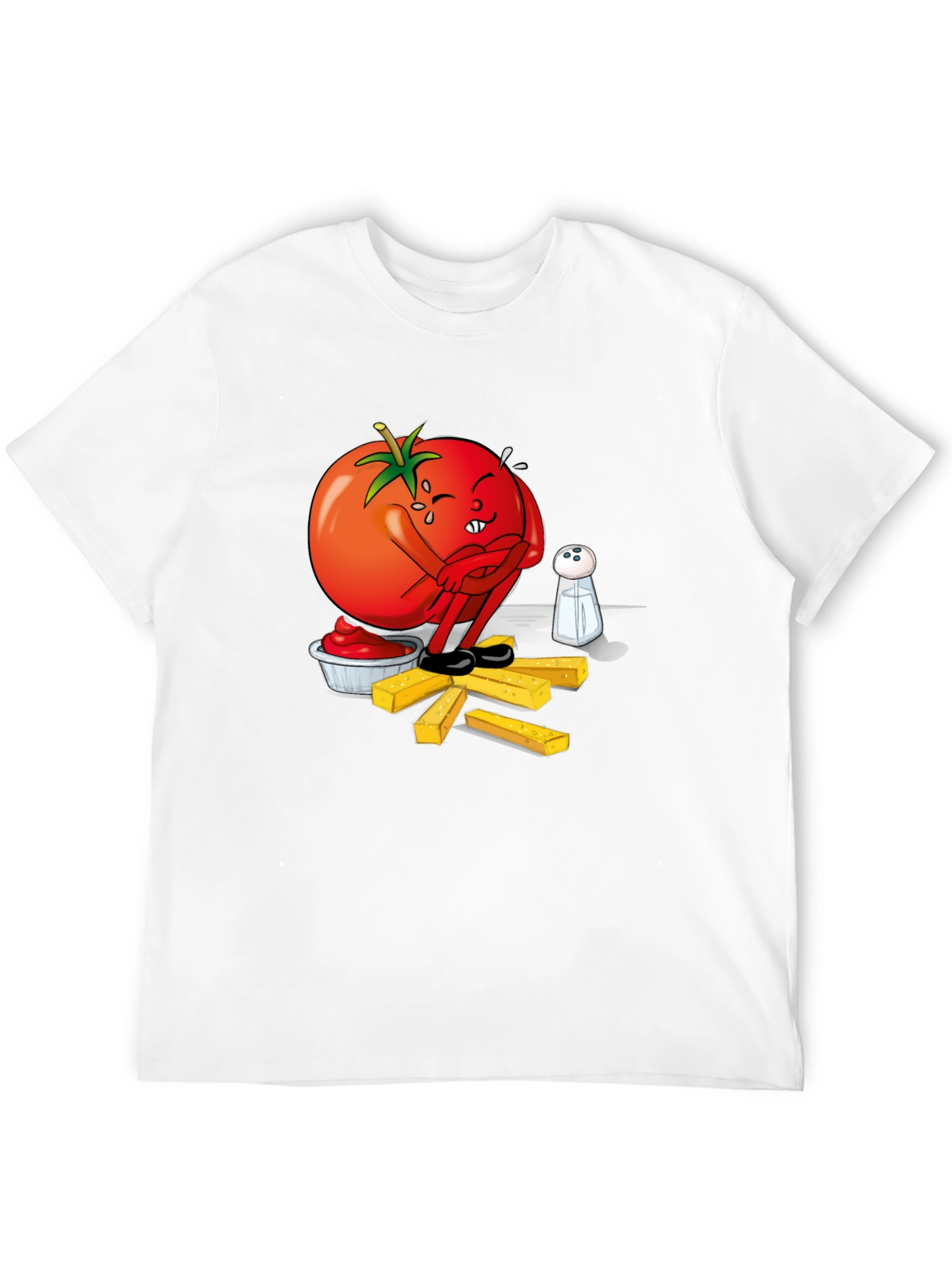 Funny Tomato Ketchup & Fries Black T-Shirt